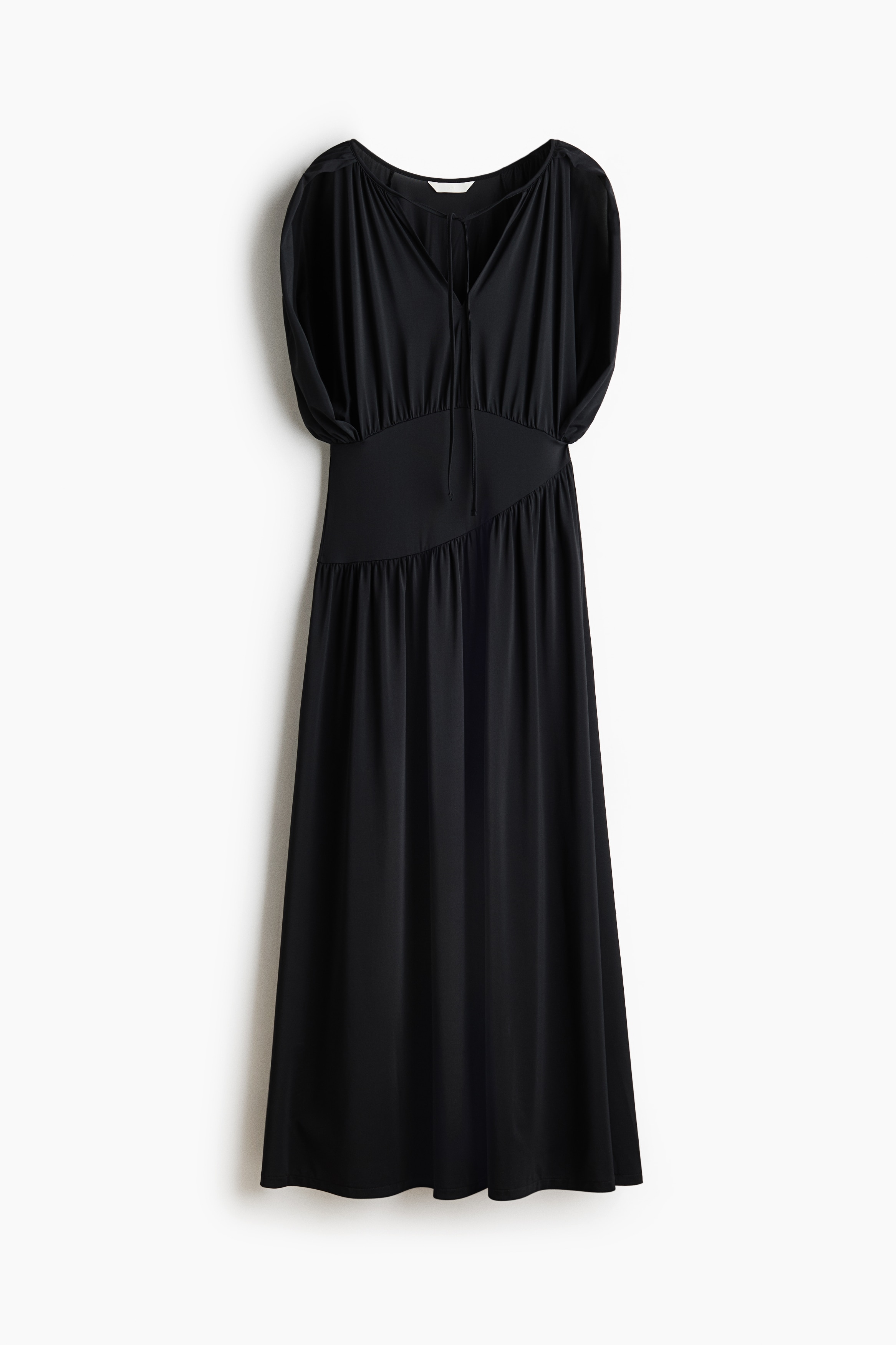 Cape-Detail Jersey Dress - Black