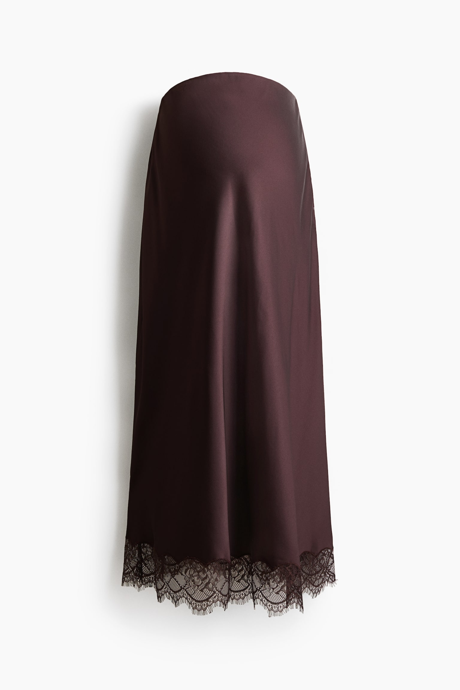 MAMA Lace-trimmed satin skirt - Dark brown/Black - 1