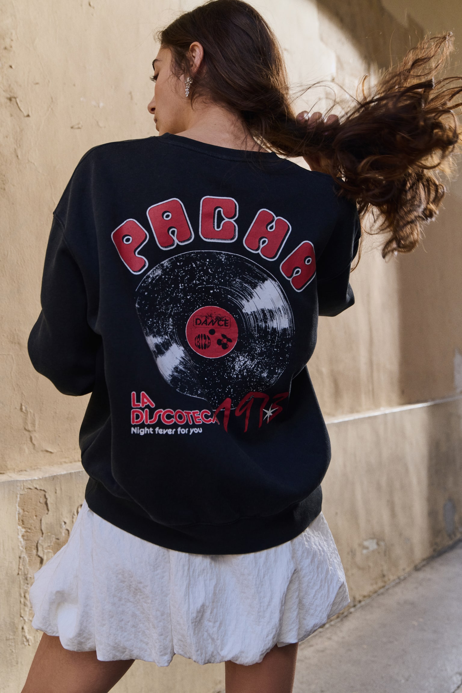 Oversized print-motif sweatshirt - Black/Pacha - 5