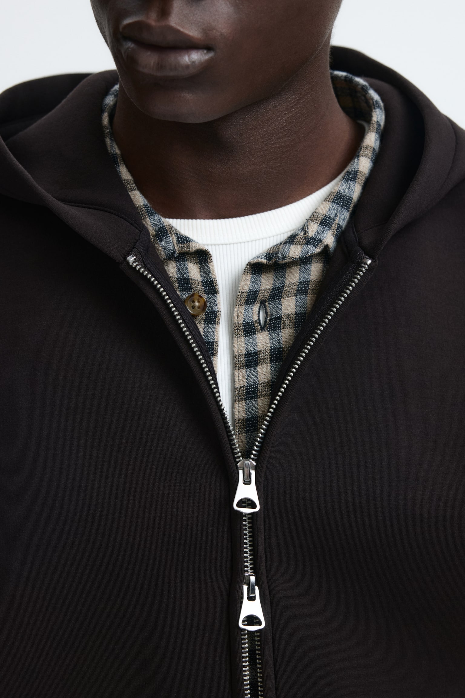 Loose Fit Zip-through hoodie - Dark brown/Black/Grey marl/Dark blue/Dark plum purple/Burgundy - 6