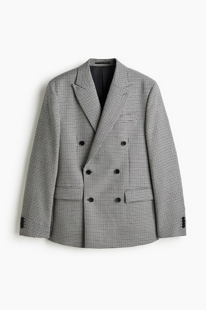 Regular Fit Wool jacket - Dark grey/Dogtooth pattern - 1