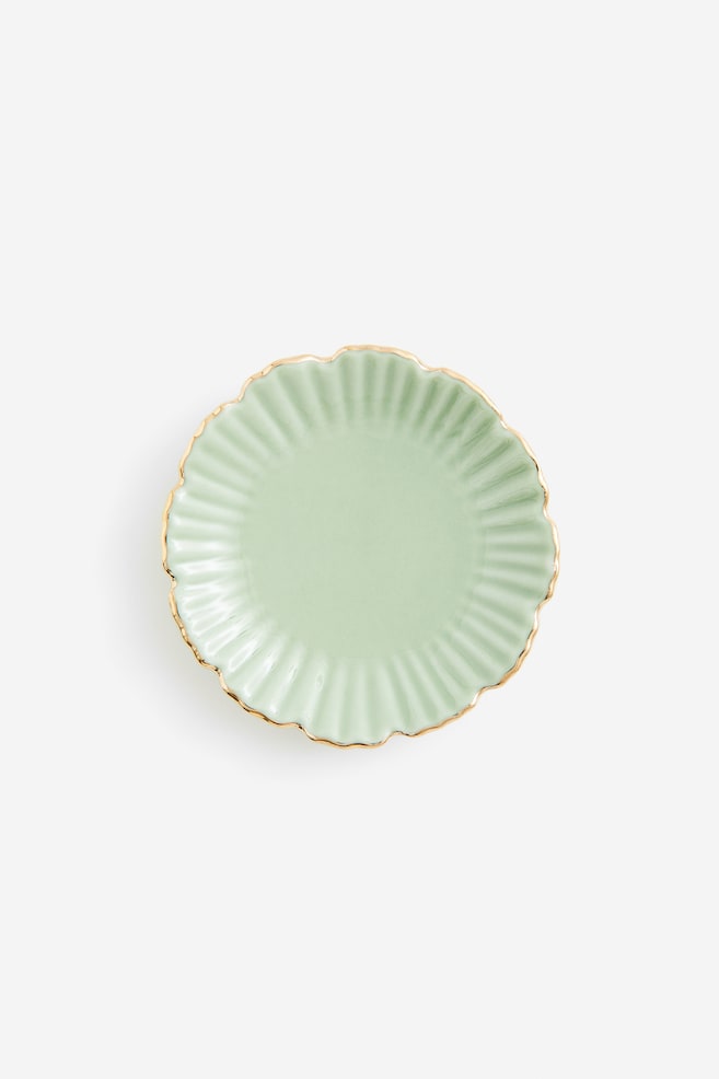 Porcelain mini plate - Light green/White/Gold-coloured - 1