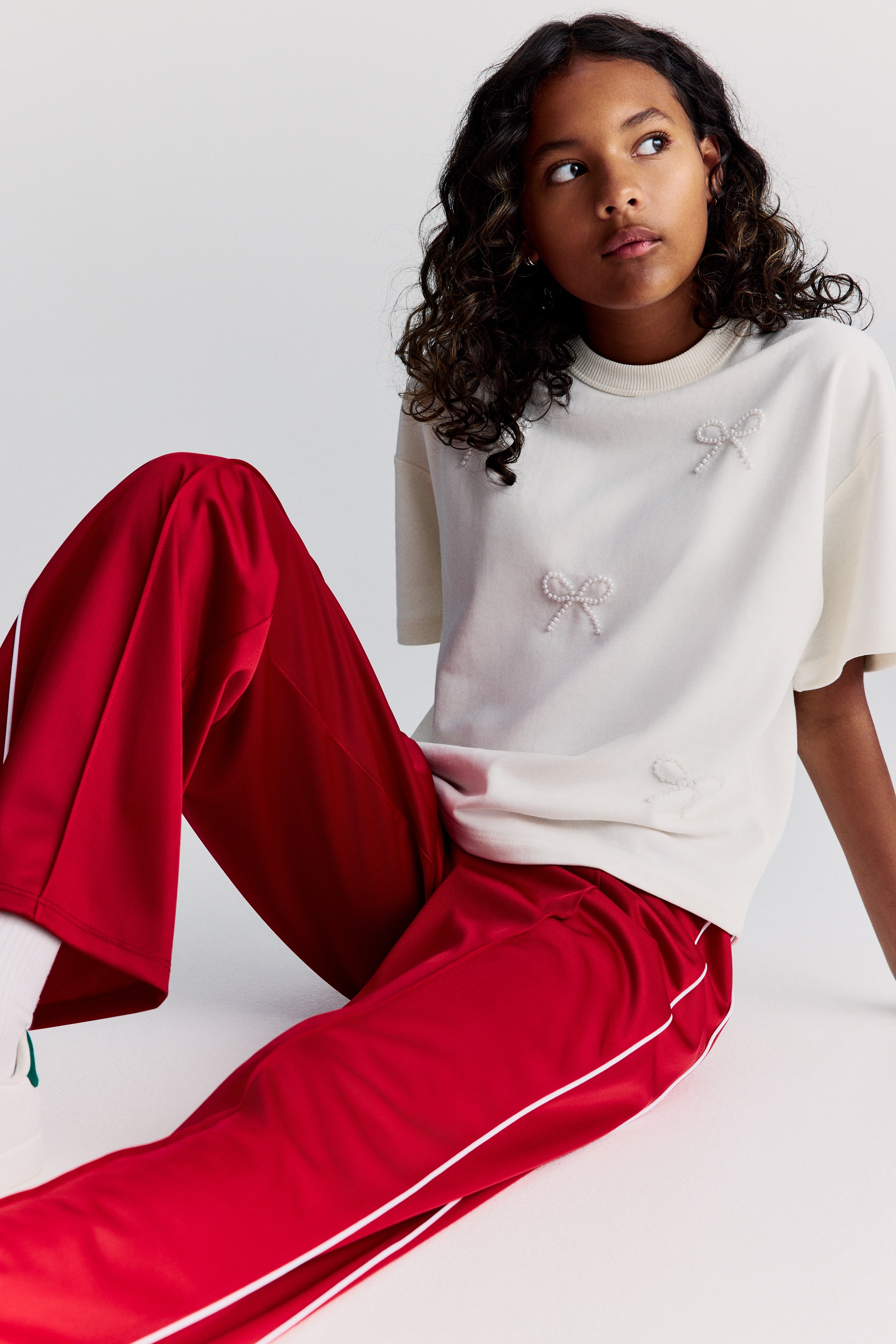 Wide-leg track pants - Red - Kids | H&M