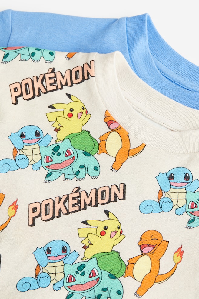 2-pack T-shirts - Light beige/Pokémon/Turquoise/Batman - 4