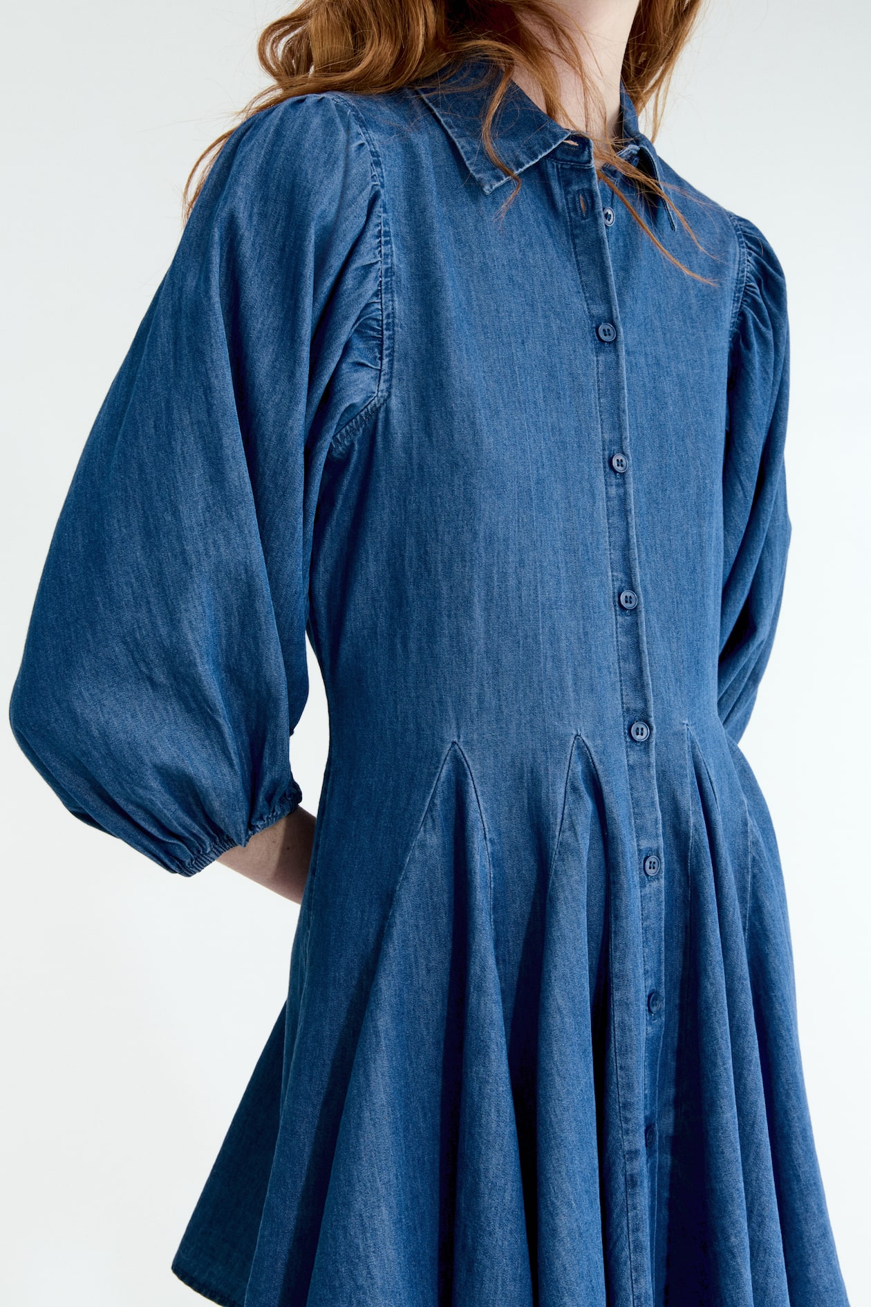 Puff-Sleeved Flared-Skirt Dress - image 3