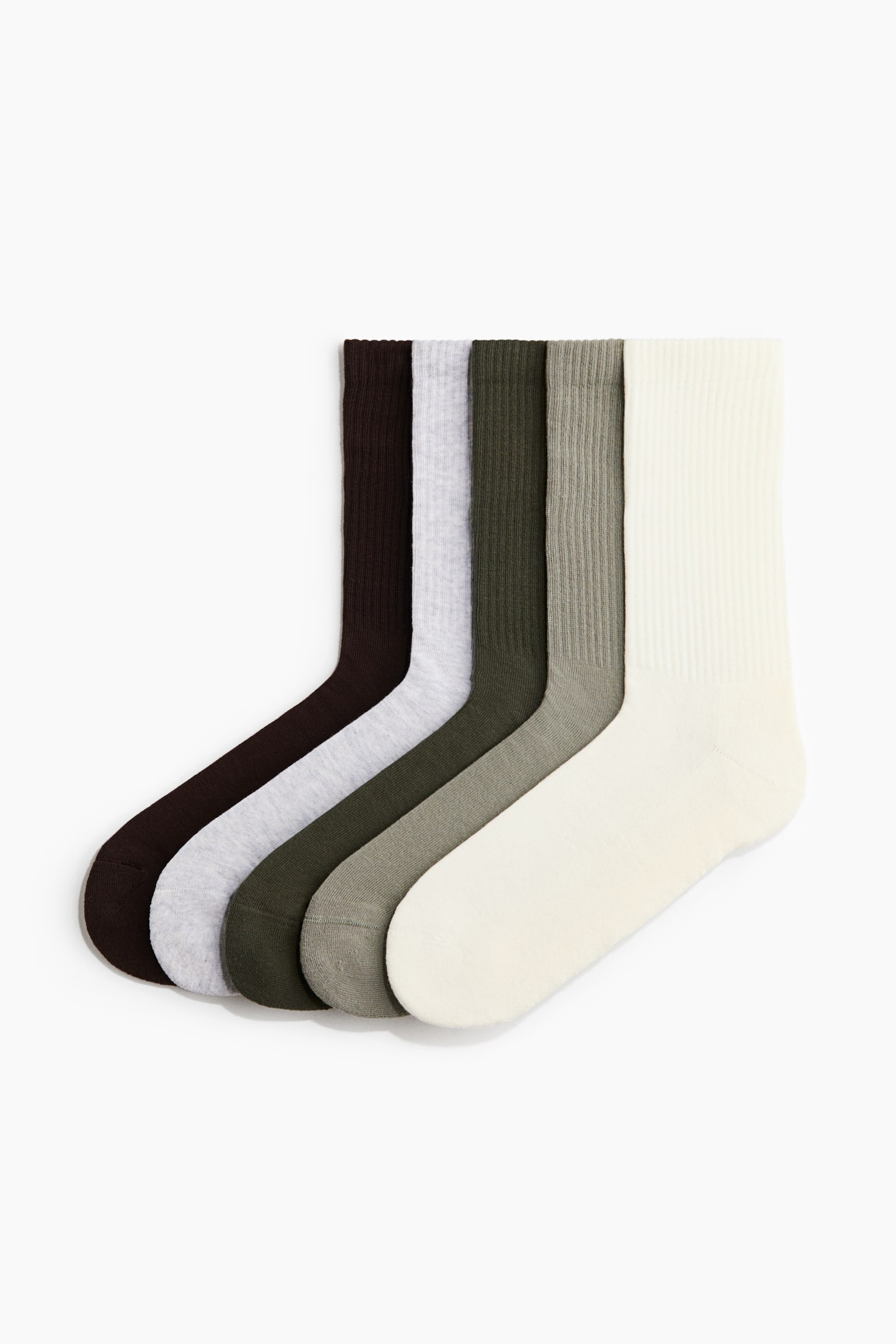 Lot de 5 paires de chaussettes Lycra🅫 - Vert kaki/Noir/Blanc