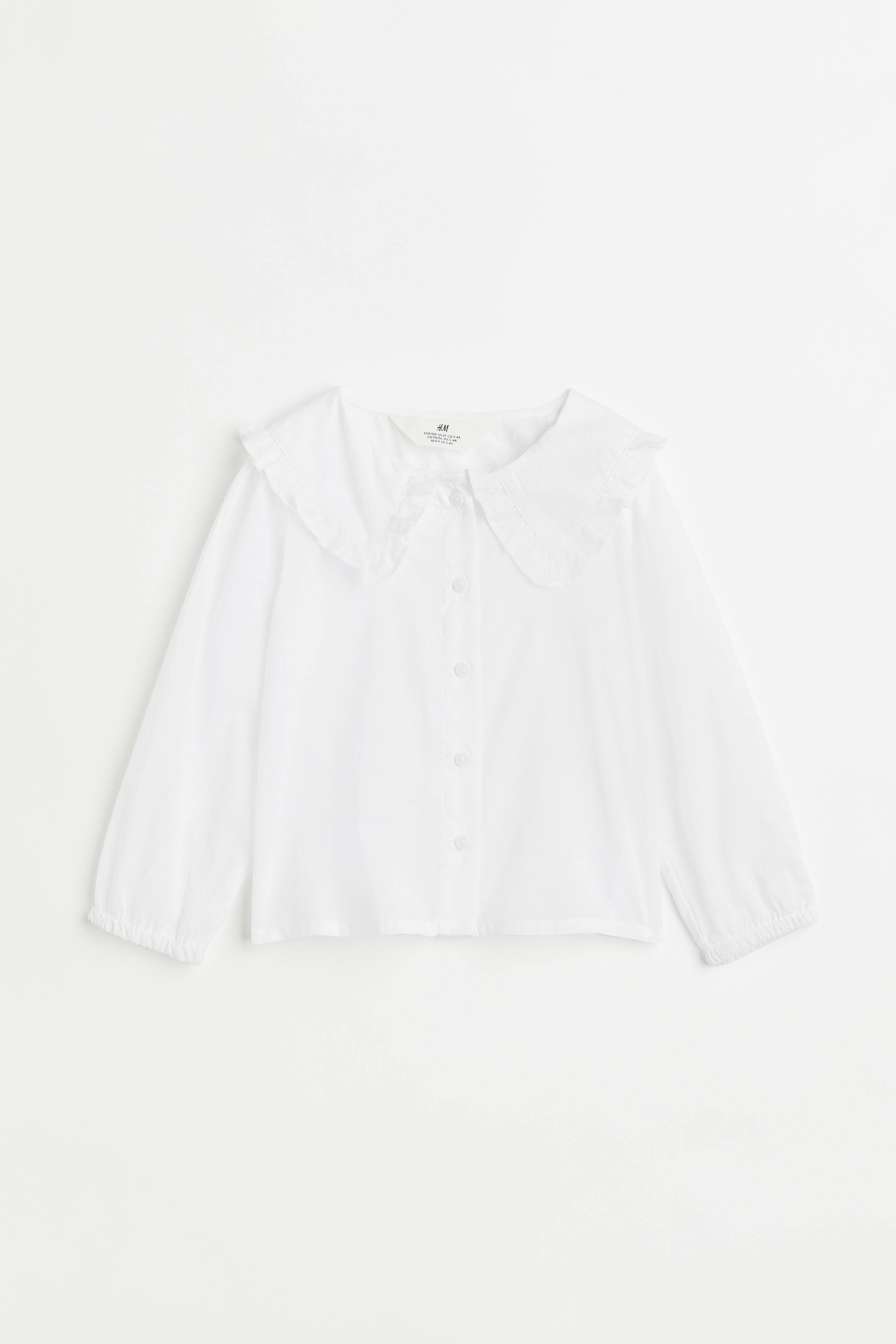 Xem ảnh lớn hơn: Áo kiểu có cổ diềm nhún - Màu trắng - Kids | H&M VN 1