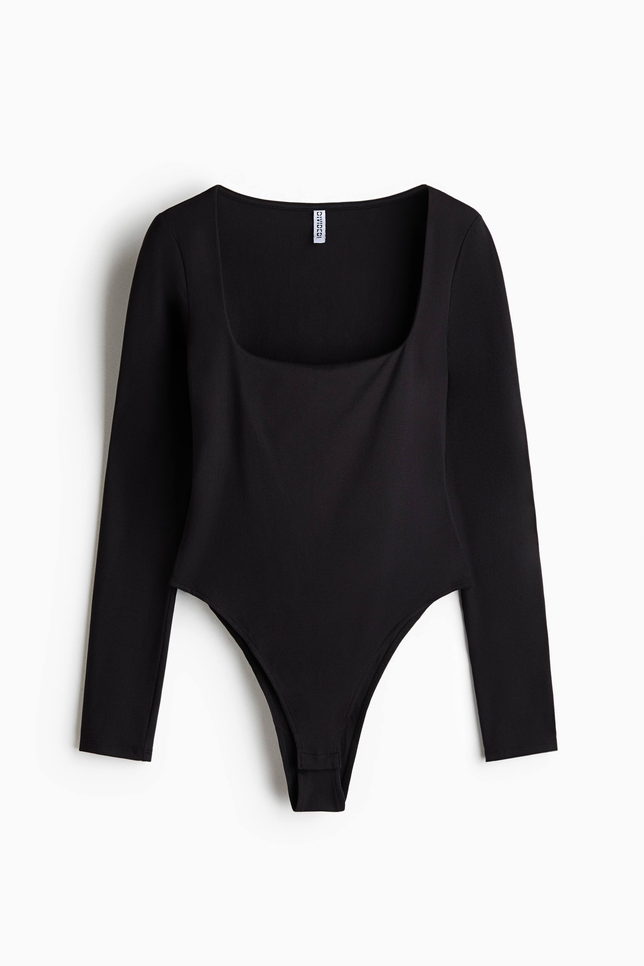 이미지 확대 보기: 롱 슬리브 스퀘어넥 바디수트 - Black - 여성 | H&M KR 1
