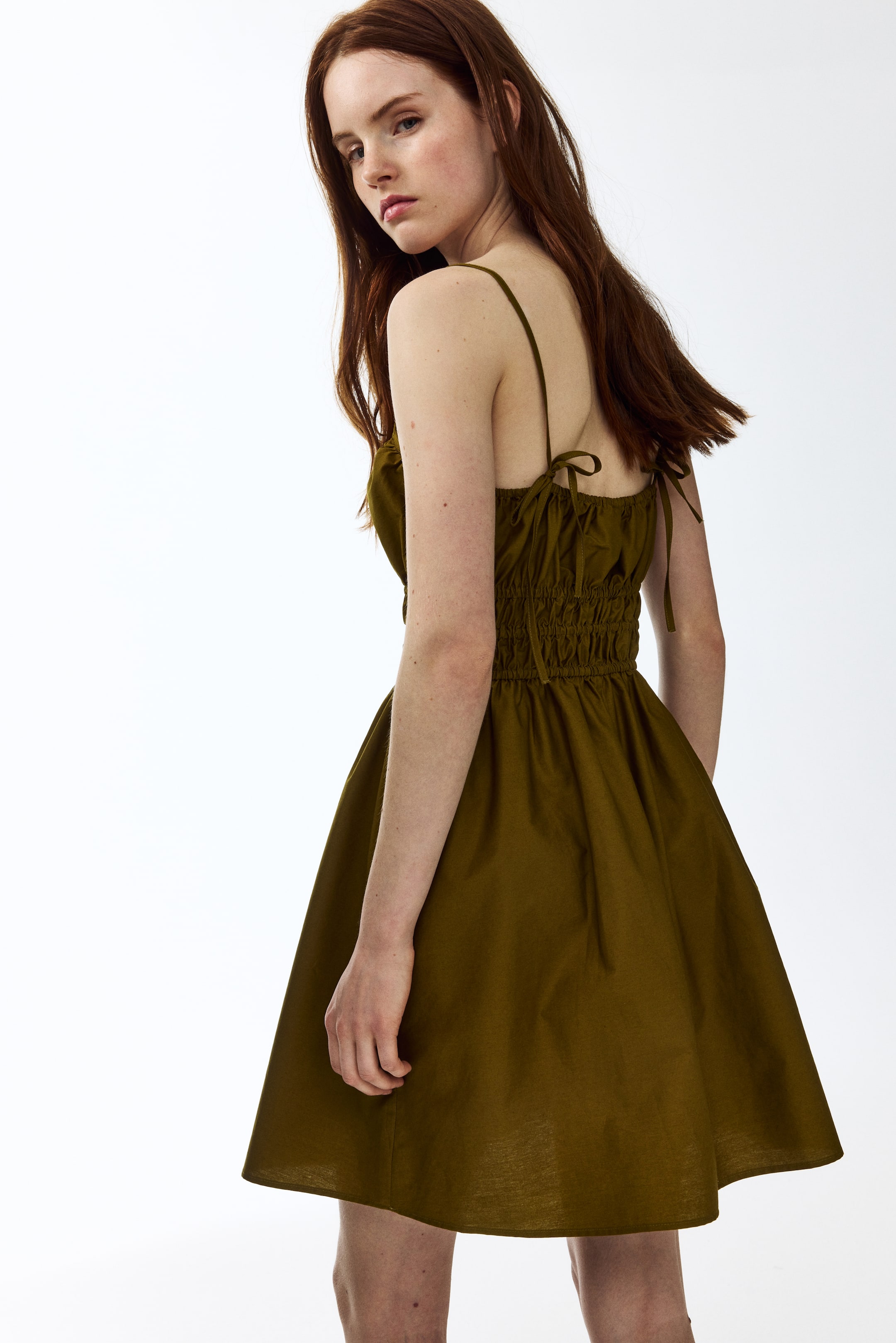 Cotton Dress with Tie-Top Shoulder Straps