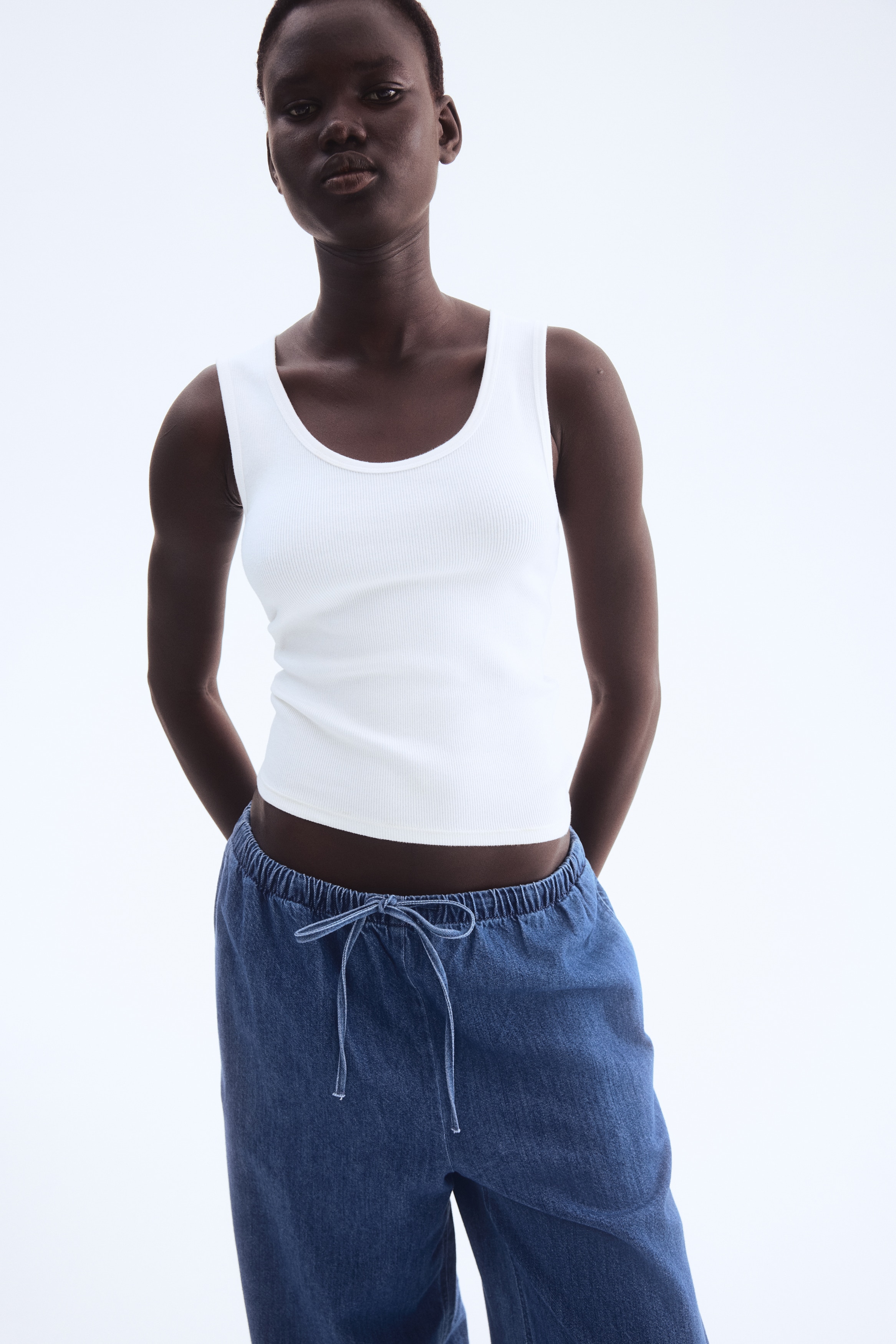 Feather Soft Denim drawstring trousers
