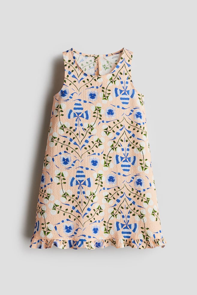 Gemustertes Kleid - Pfirsich/Geblümt - 1
