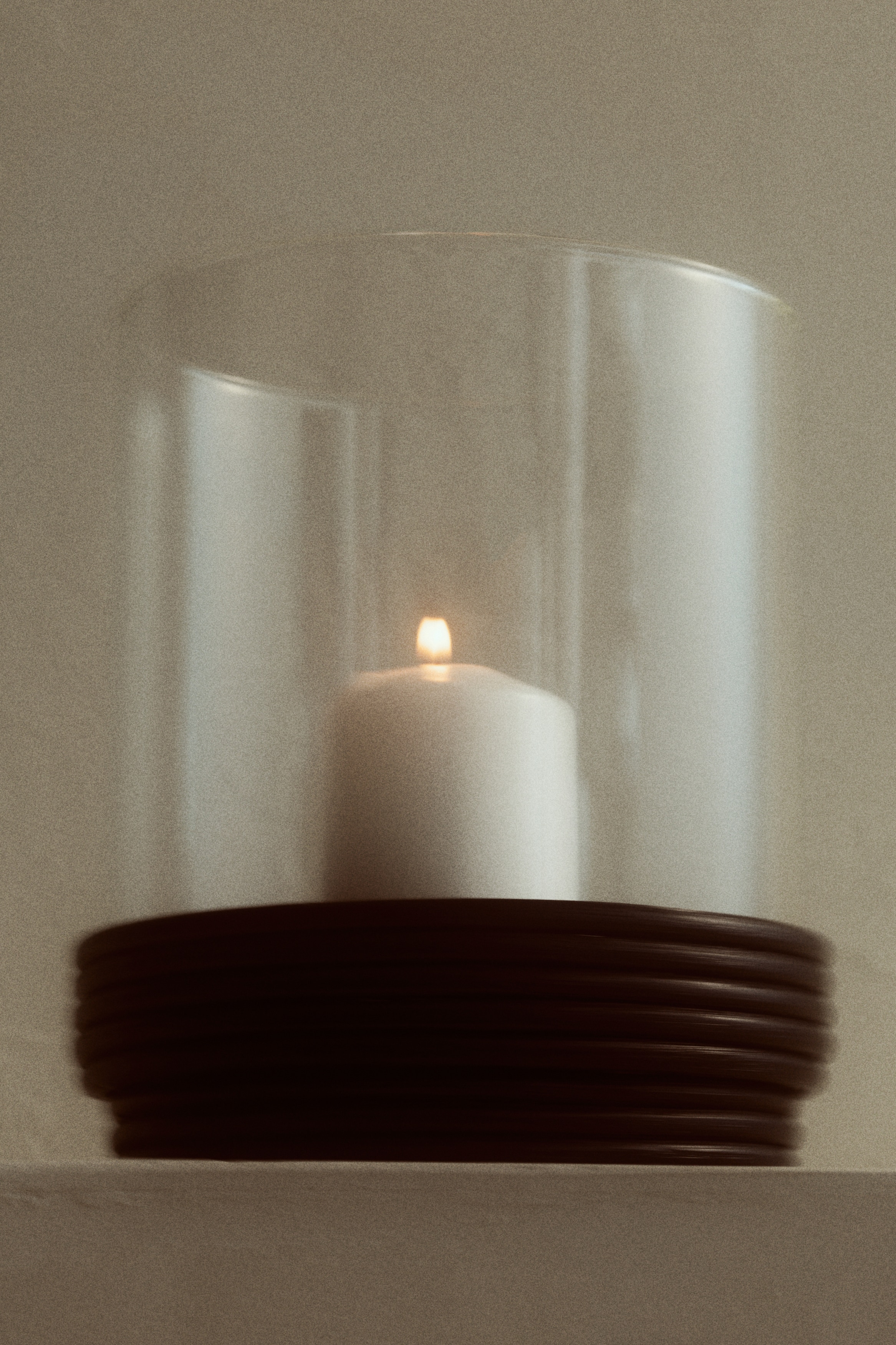 Large Glass Hurricane Candle Holder - Black