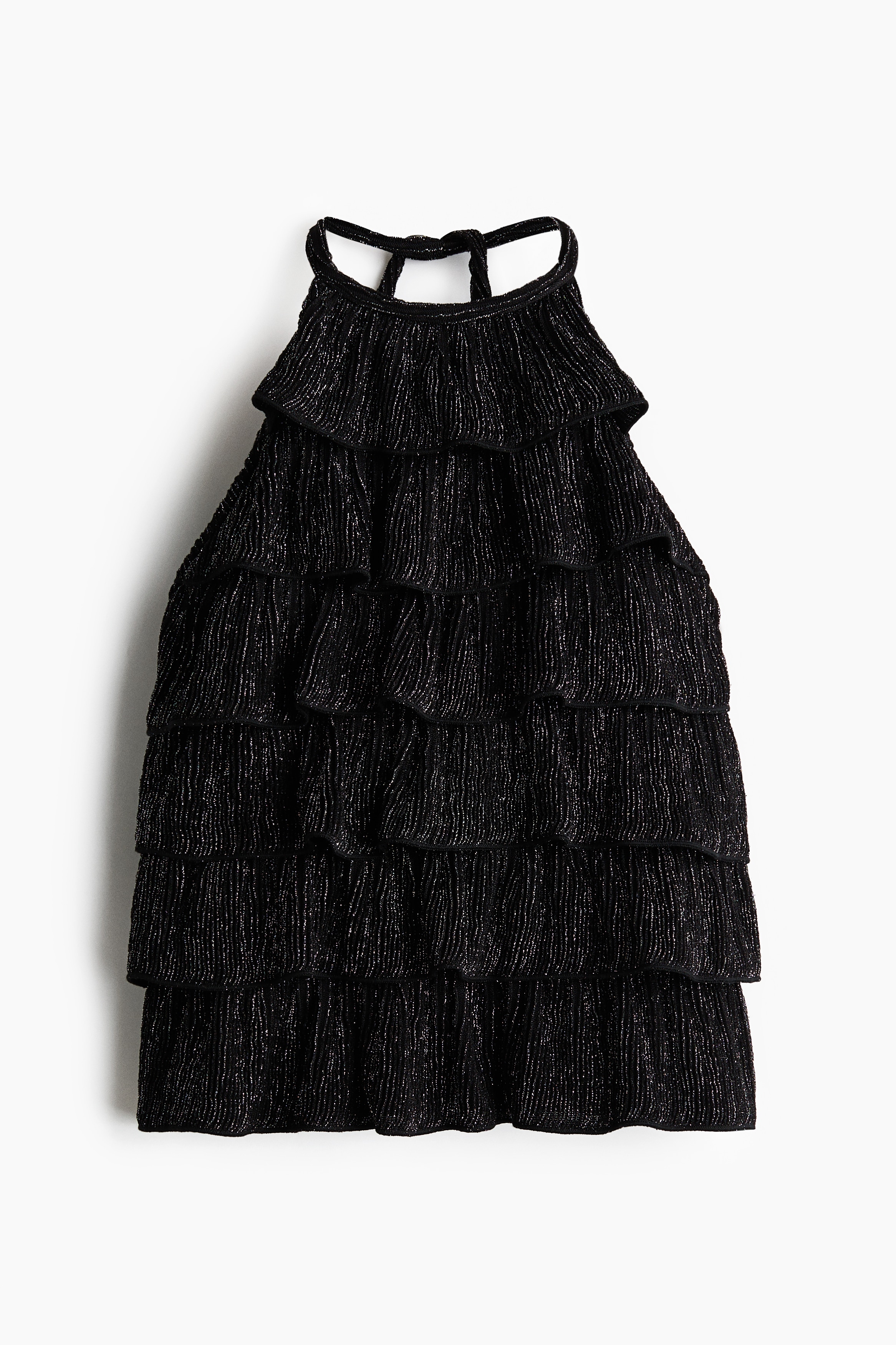 Halterneck-topp med volanger - Sort