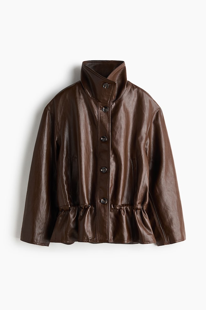 Oversized Peplum Jacket - Dark brown - 1