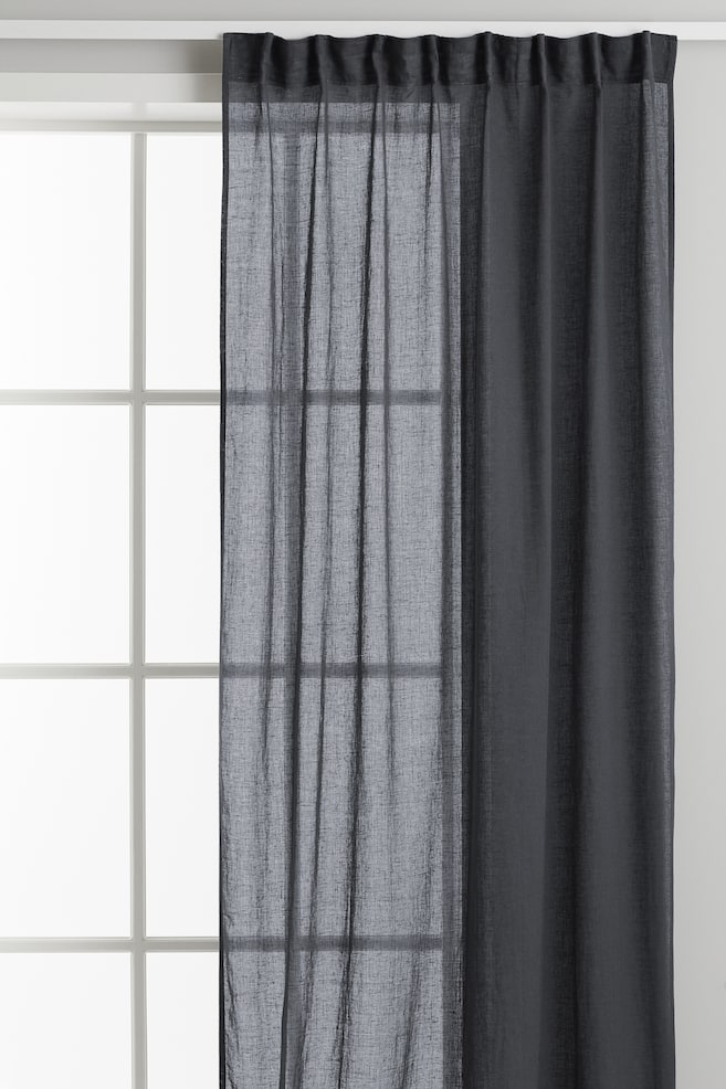 2-pack linen-blend curtains - Dark grey/White/Light beige/Light greige/dc/dc - 1