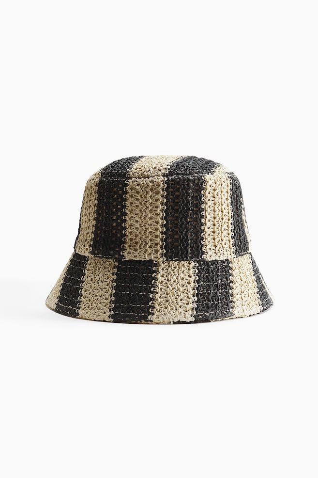 Straw bucket hat - Beige/Checked - 1