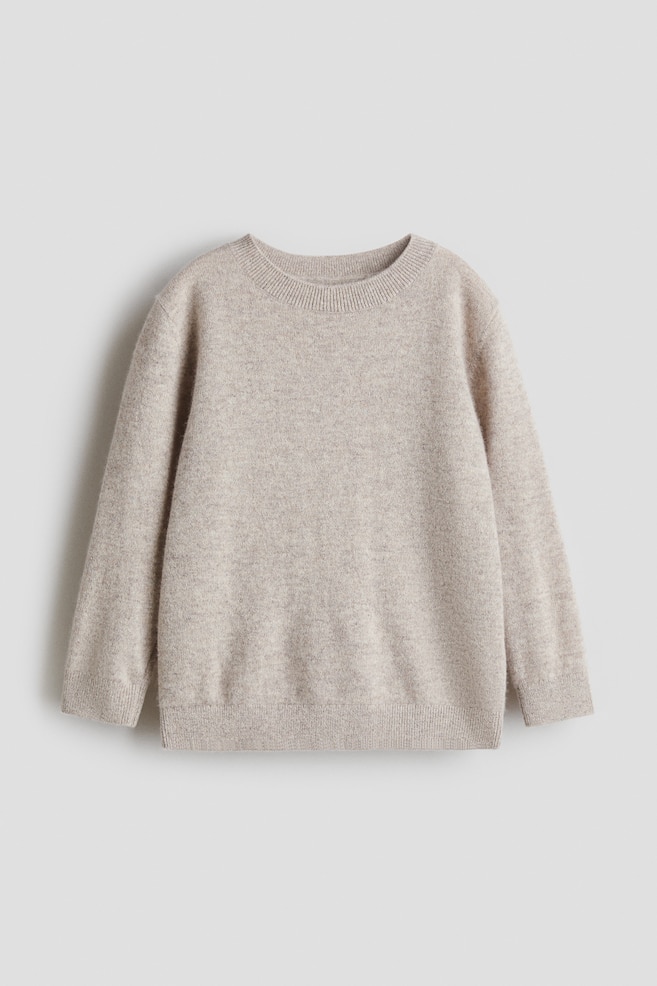 Pullover in cashmere - Beige mélange/Blu navy - 1