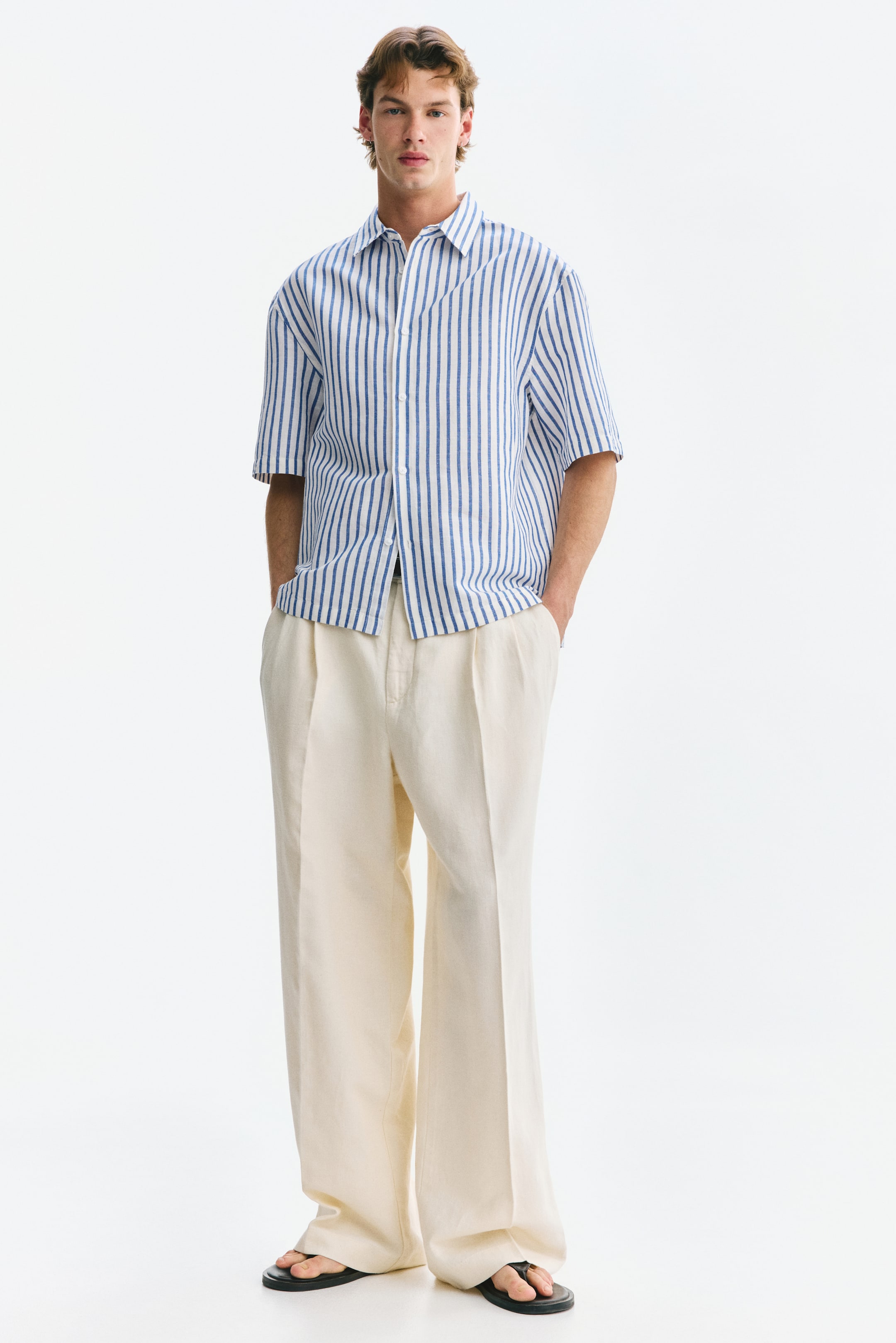 Relaxed-Fit Short-Sleeved Linen-Blend Shirt