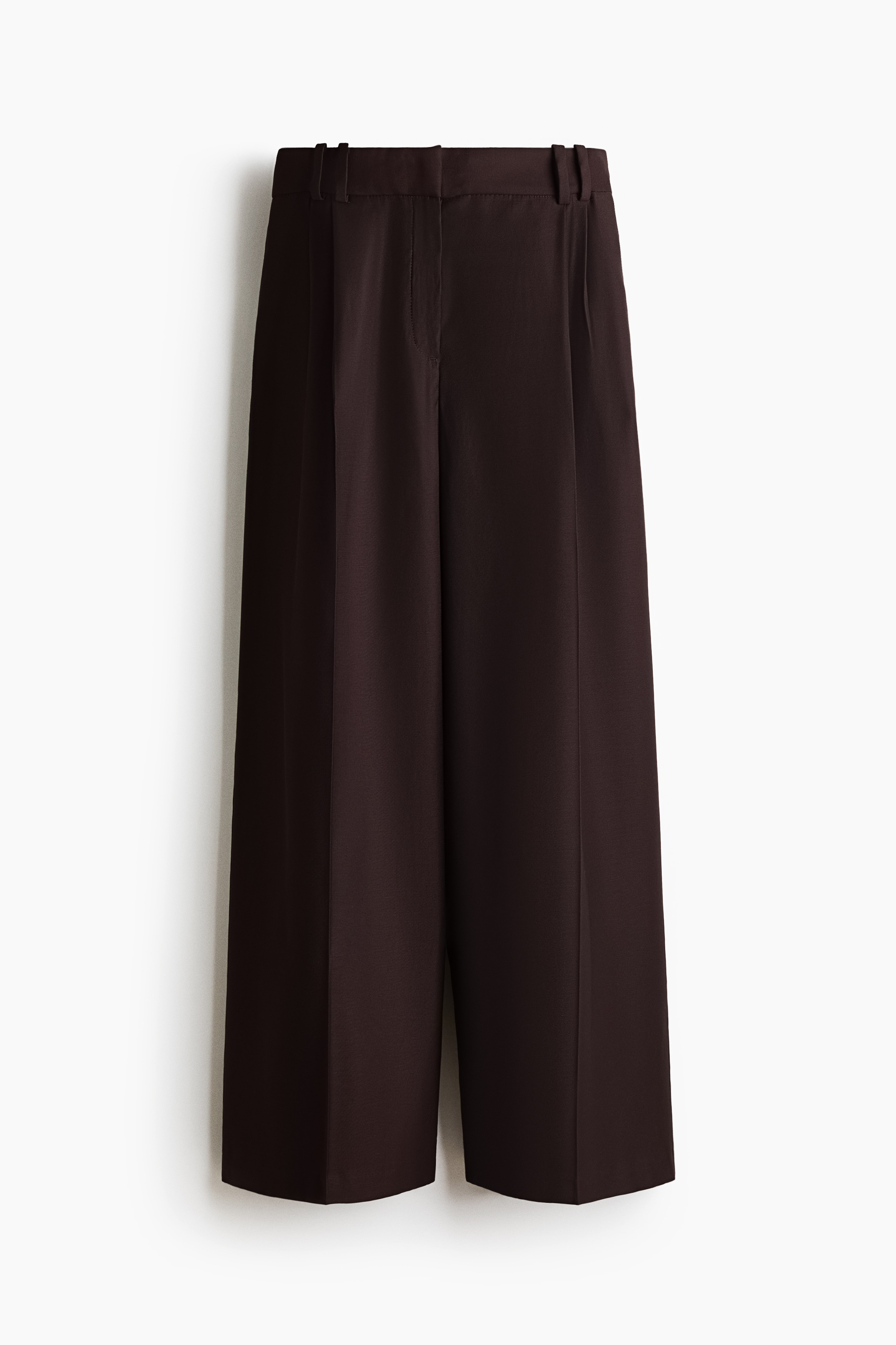 Wide-Leg Dress Pants - Dark brown/Cream