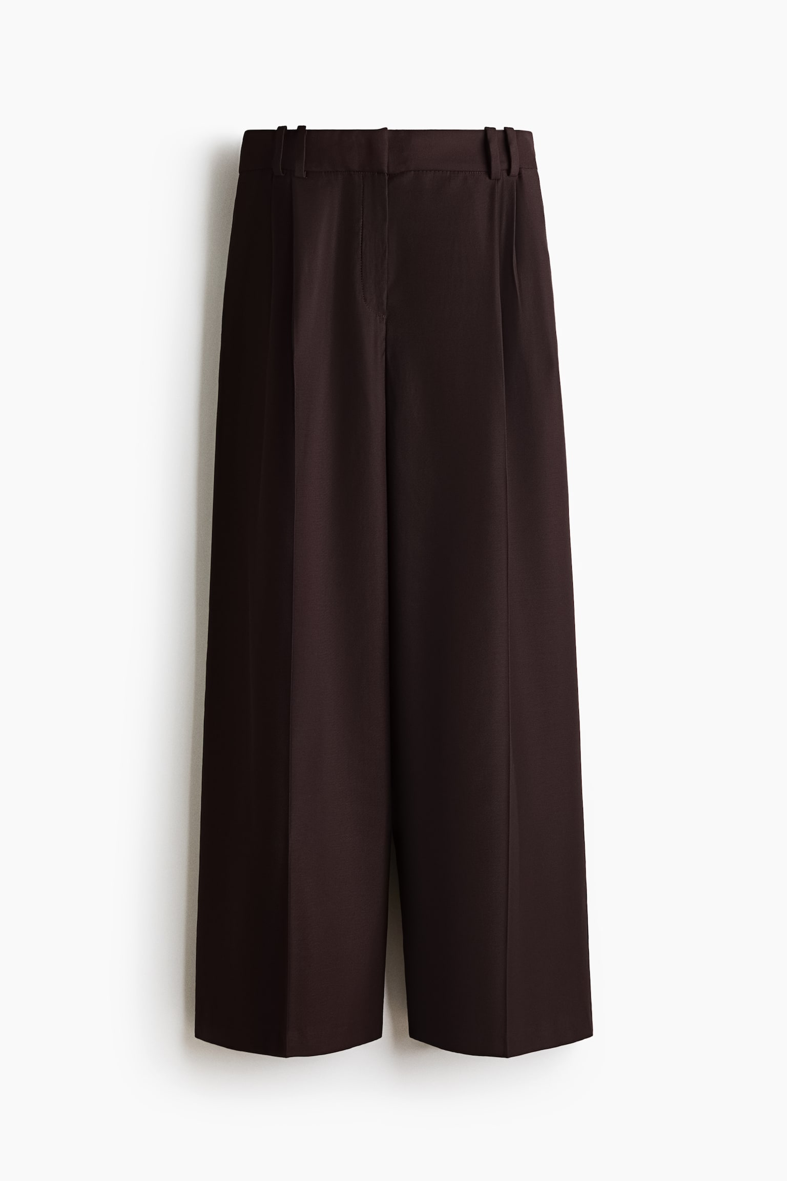 Široké elegantní kalhoty - Tmavě hnědá/Krémová - 1