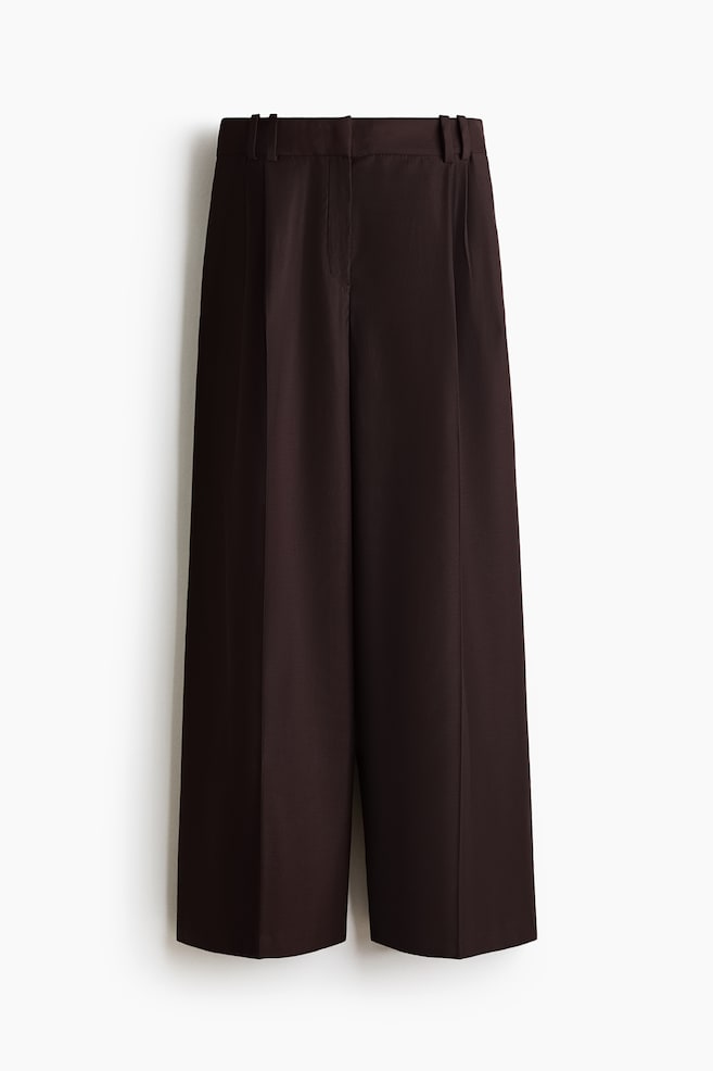 Wide-Leg Dress Pants - Dark brown/Burgundy/Cream - 1