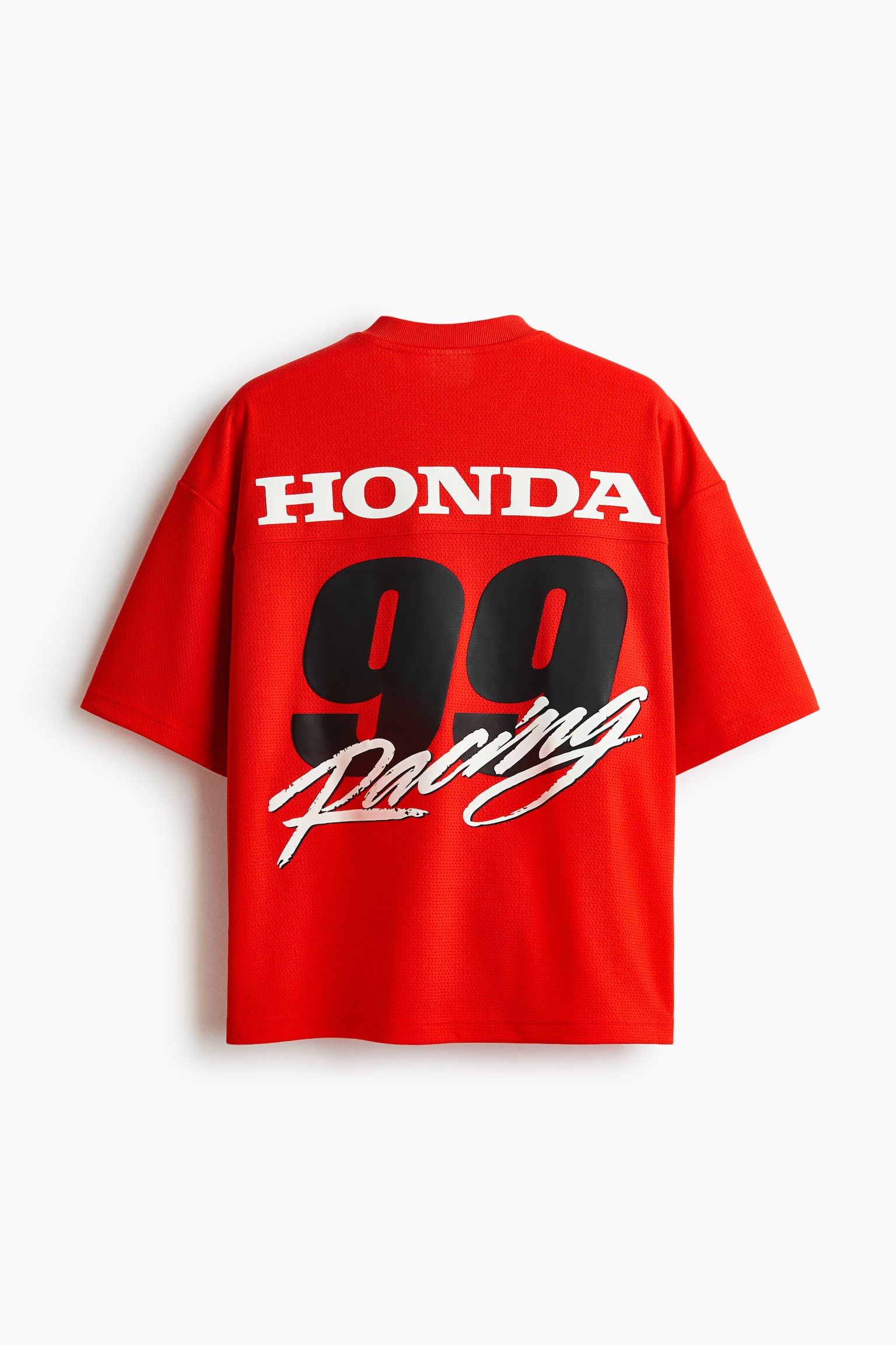 Oversized Fit Printed mesh T-shirt - Red/Honda - 3