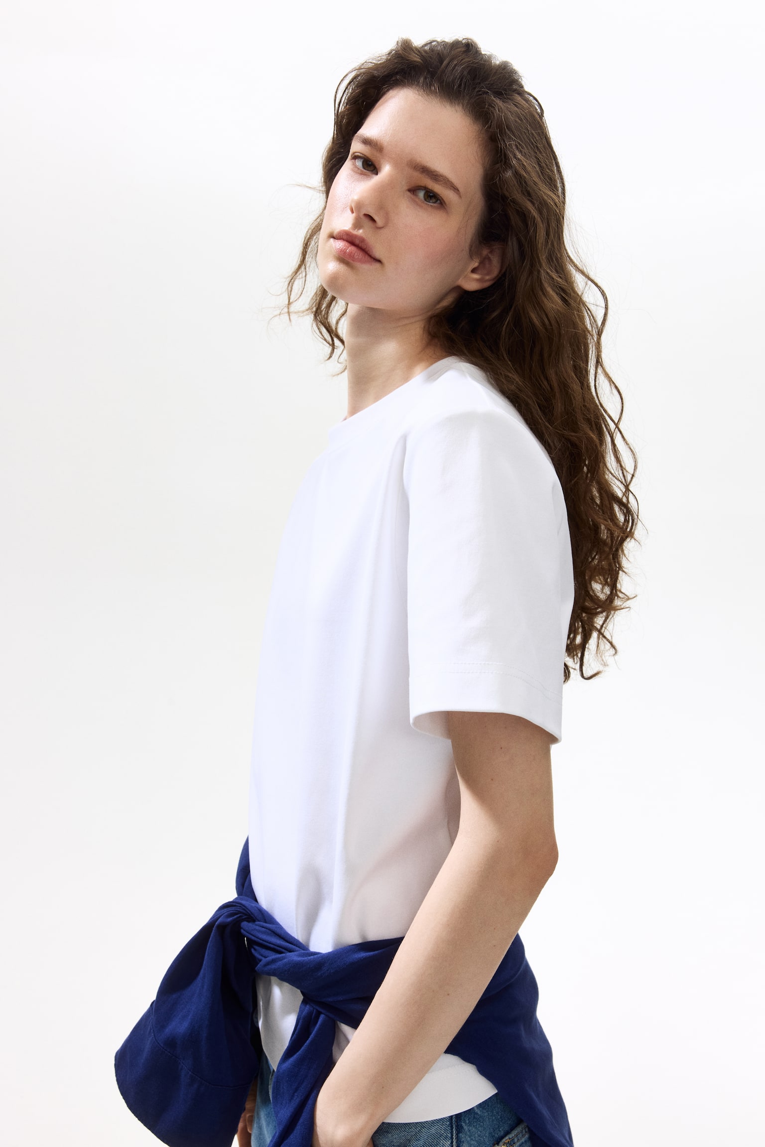 Pima cotton T-shirt - White/Black/Dark brown - 5