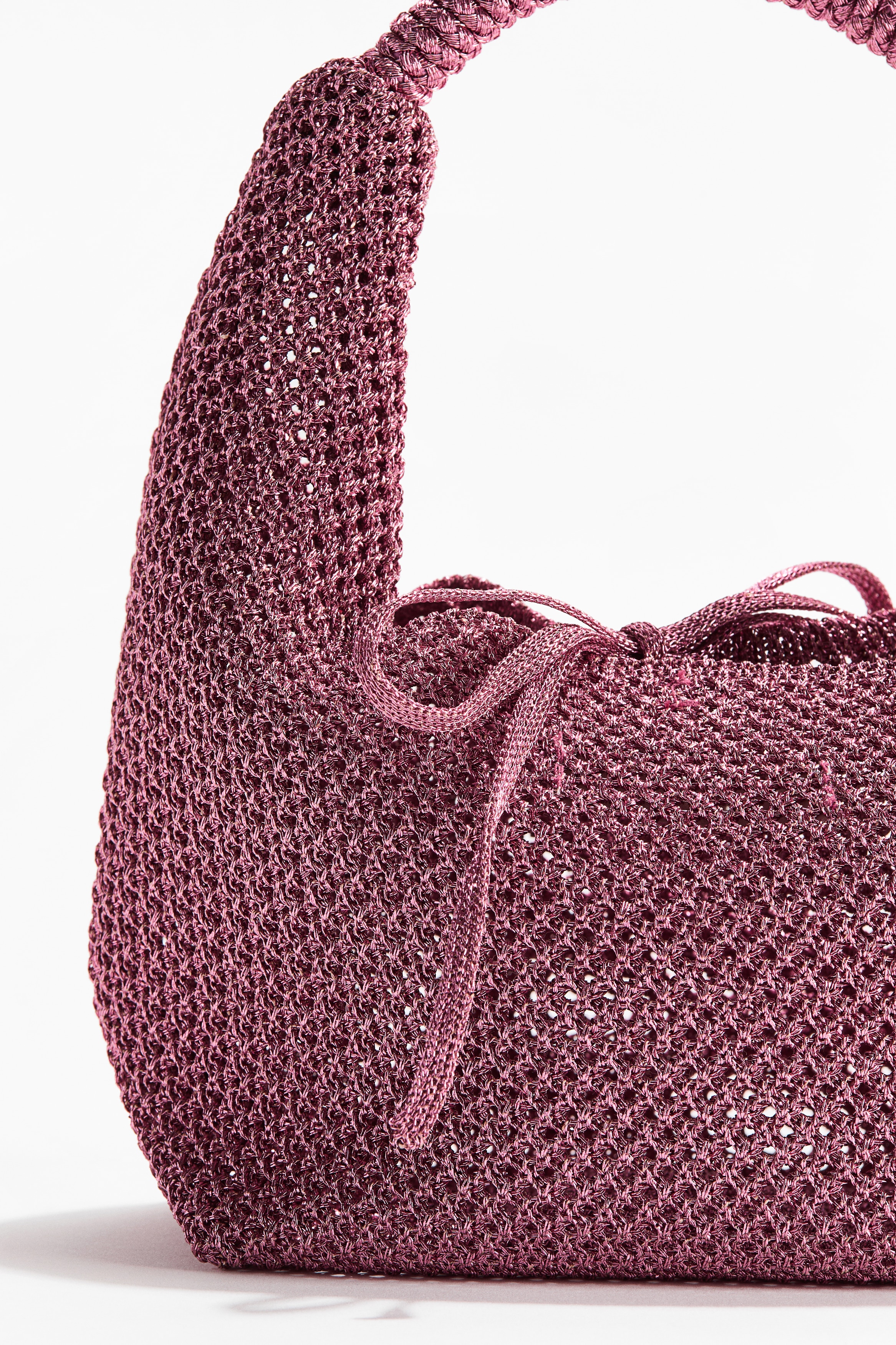 Women's Dusty pink Glittery Open-Knit Handbag | H&M US