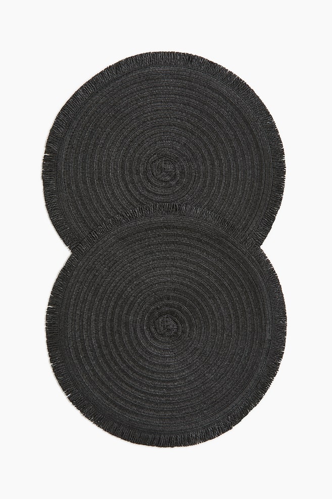 Pack de 2 manteles individuales redondos - Negro/Beige claro - 1