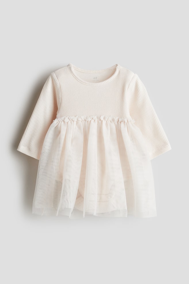 Vestido body con falda de tul - Beige claro/Crema - 1
