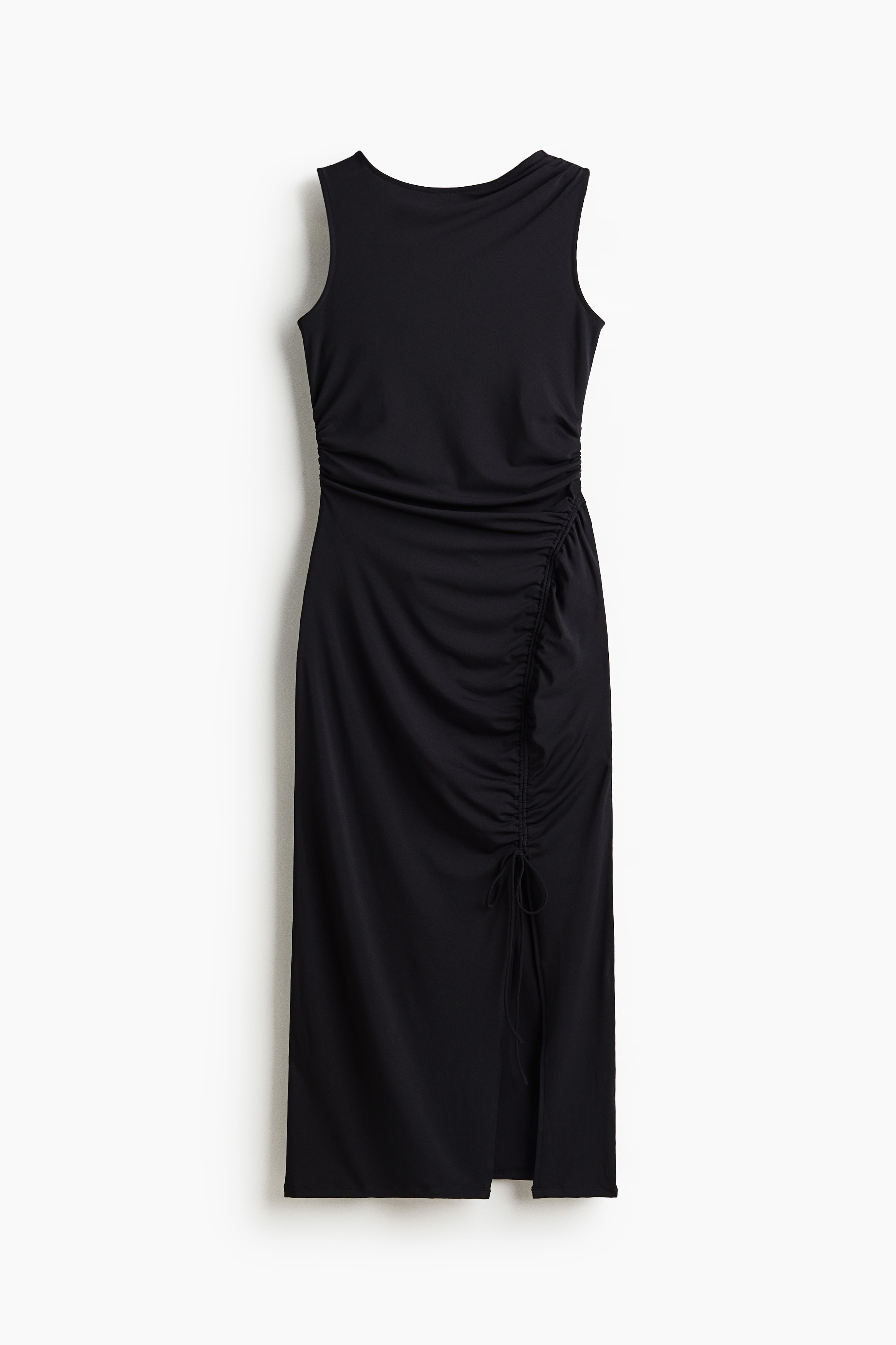 Drawstring-detail dress - Black/Burgundy