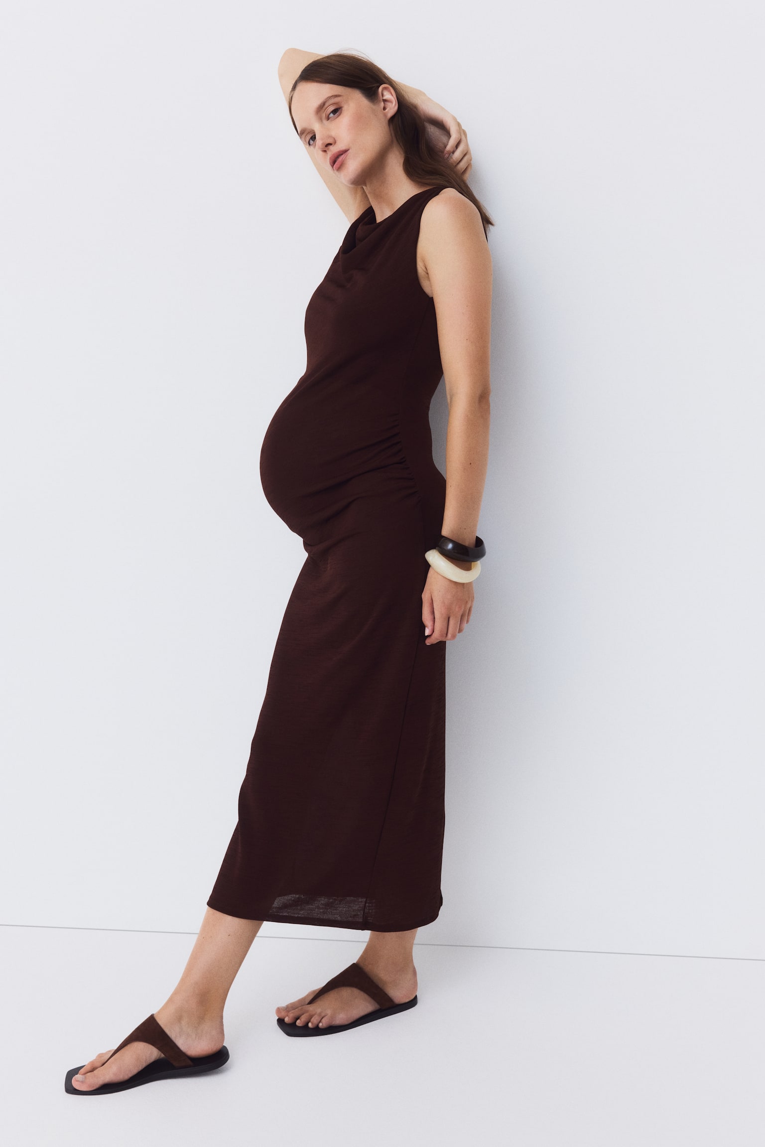 MAMA Beaded cowl-neck dress - Dark brown - 1
