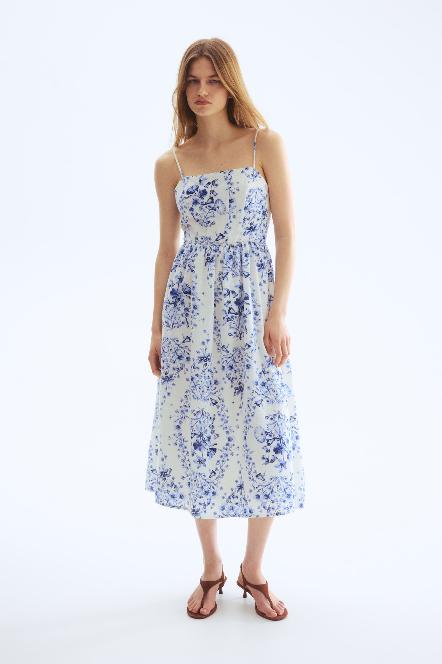 Strappy midi dress - White/Floral/Cream/Floral/White/Floral/Cream/Floral/White/Floral/Green/Patterned/Cream/Patterned - 1