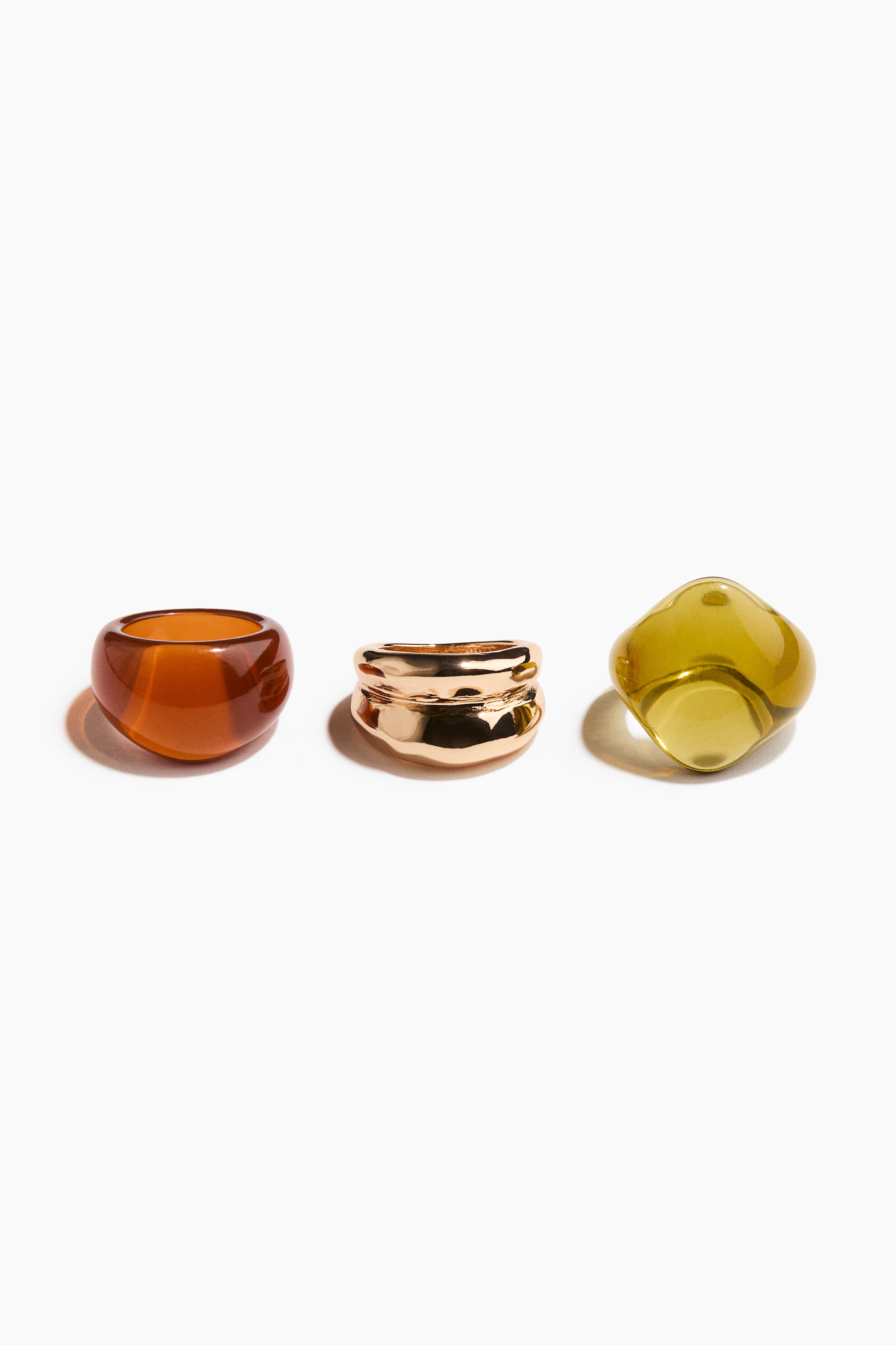 3-pack kraftig ring - Gullfarget/Orange