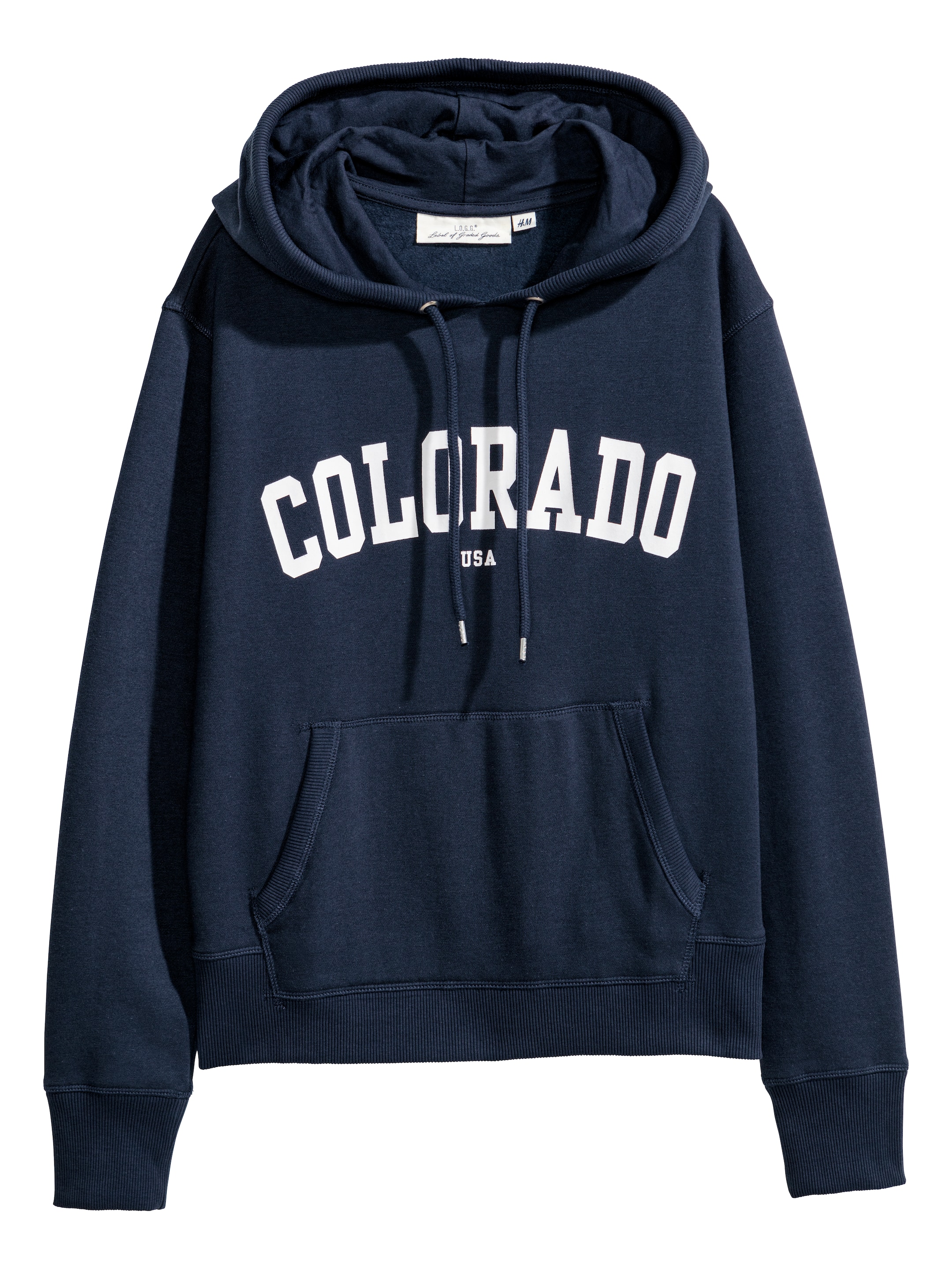 Huvtröja med tryck - Lång ärm - Mörkblå/Colorado - DAM | H&M SE