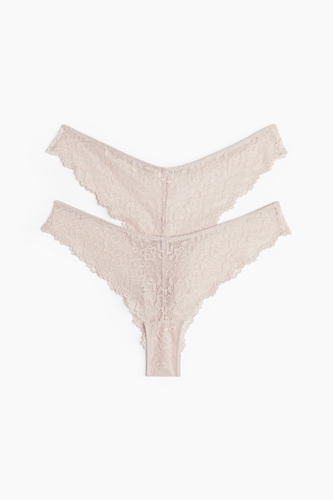 2-pack Lace Brazilian Briefs - Powder pink/Gray-green/Black/Light blue - 1