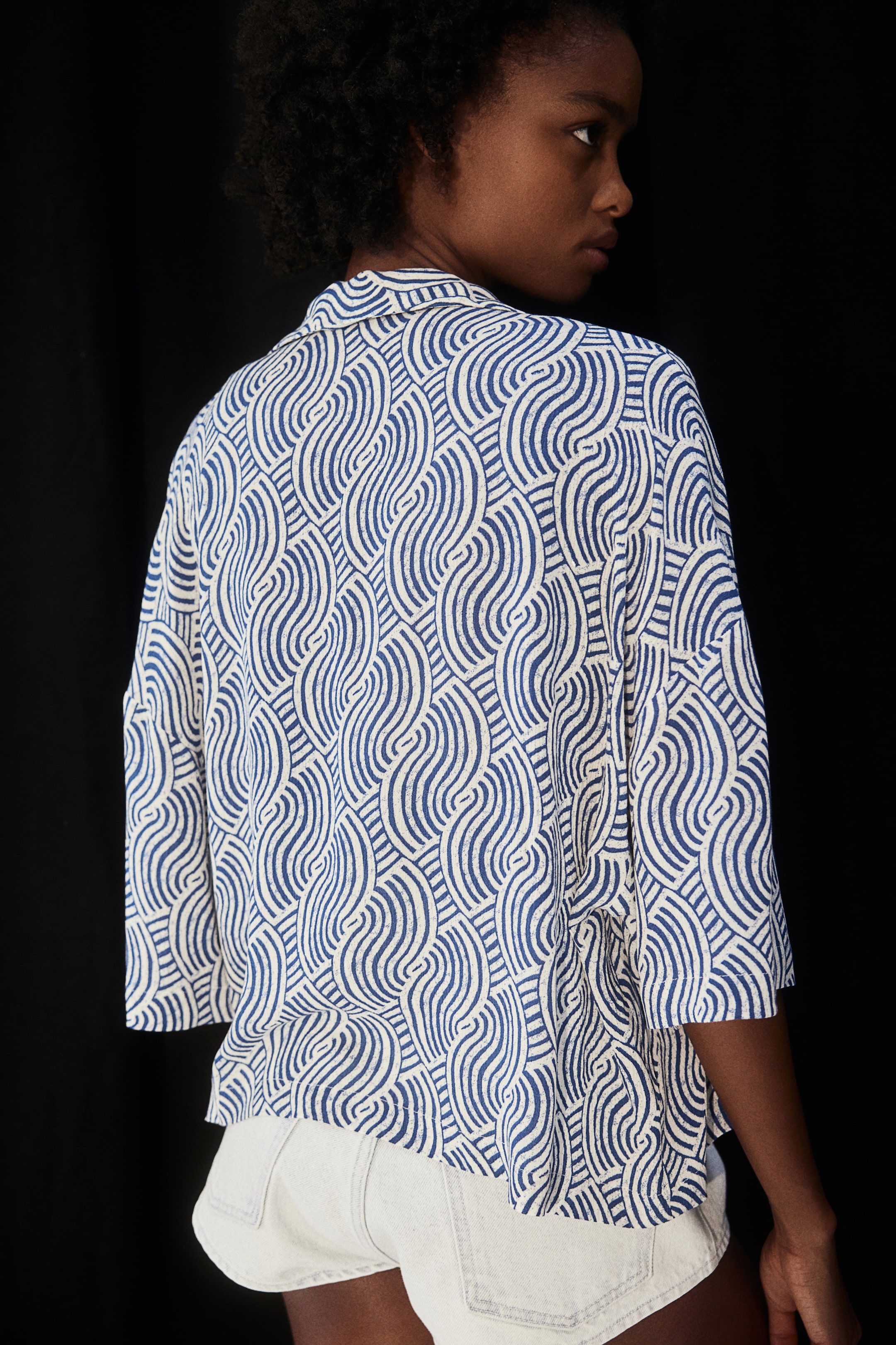 Oversized Resort Shirt - Short sleeve - Short - Blue/patterned - Ladies ...