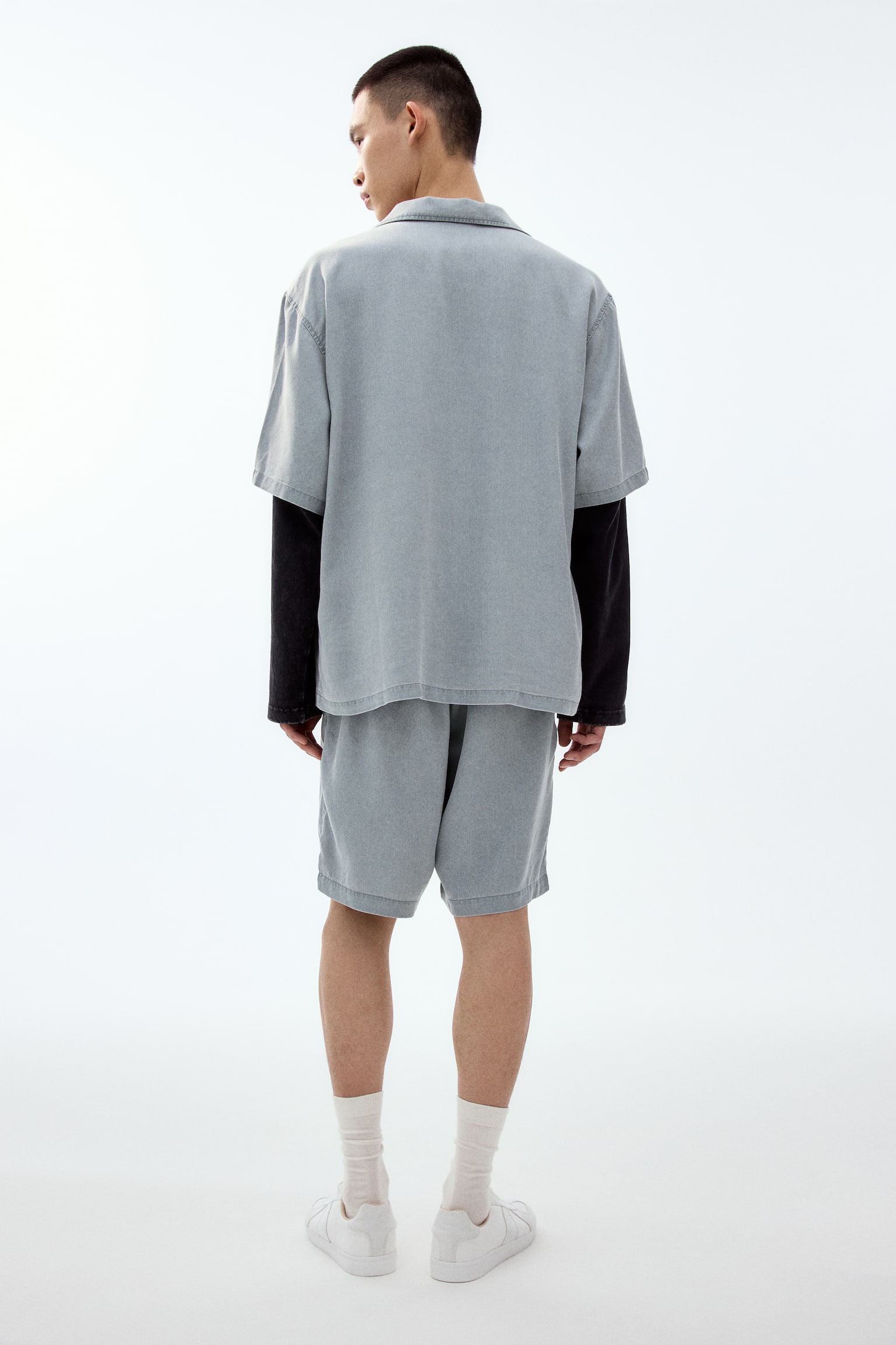 Loose Fit Resort shirt - Light denim blue/Denim grey/Dark pink - 4