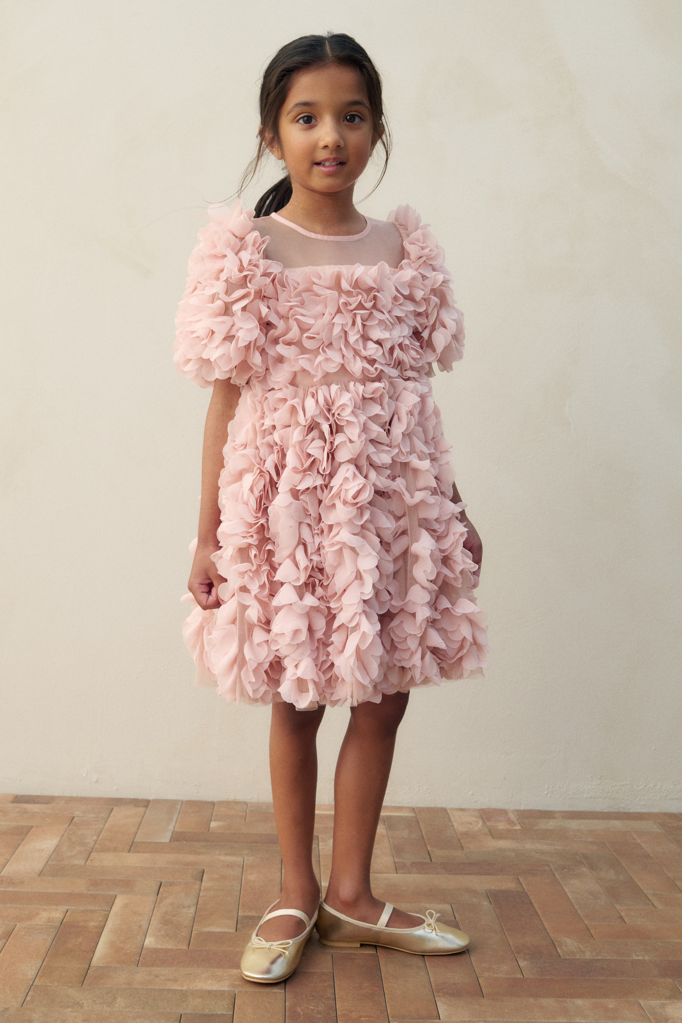 Fabric flower-covered dress