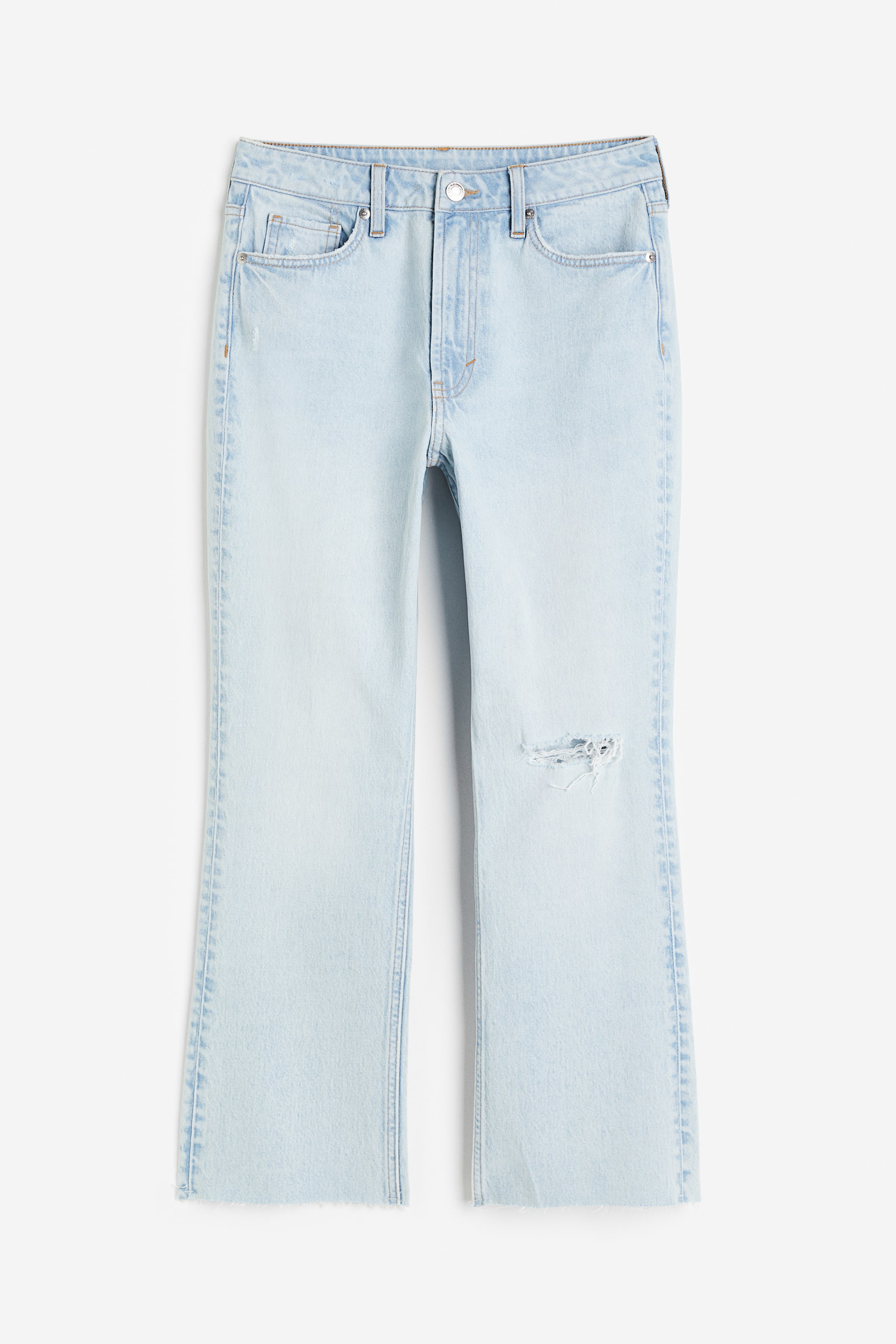 Flared High Crop Jeans - High waist - Long - Pale denim blue - Ladies ...