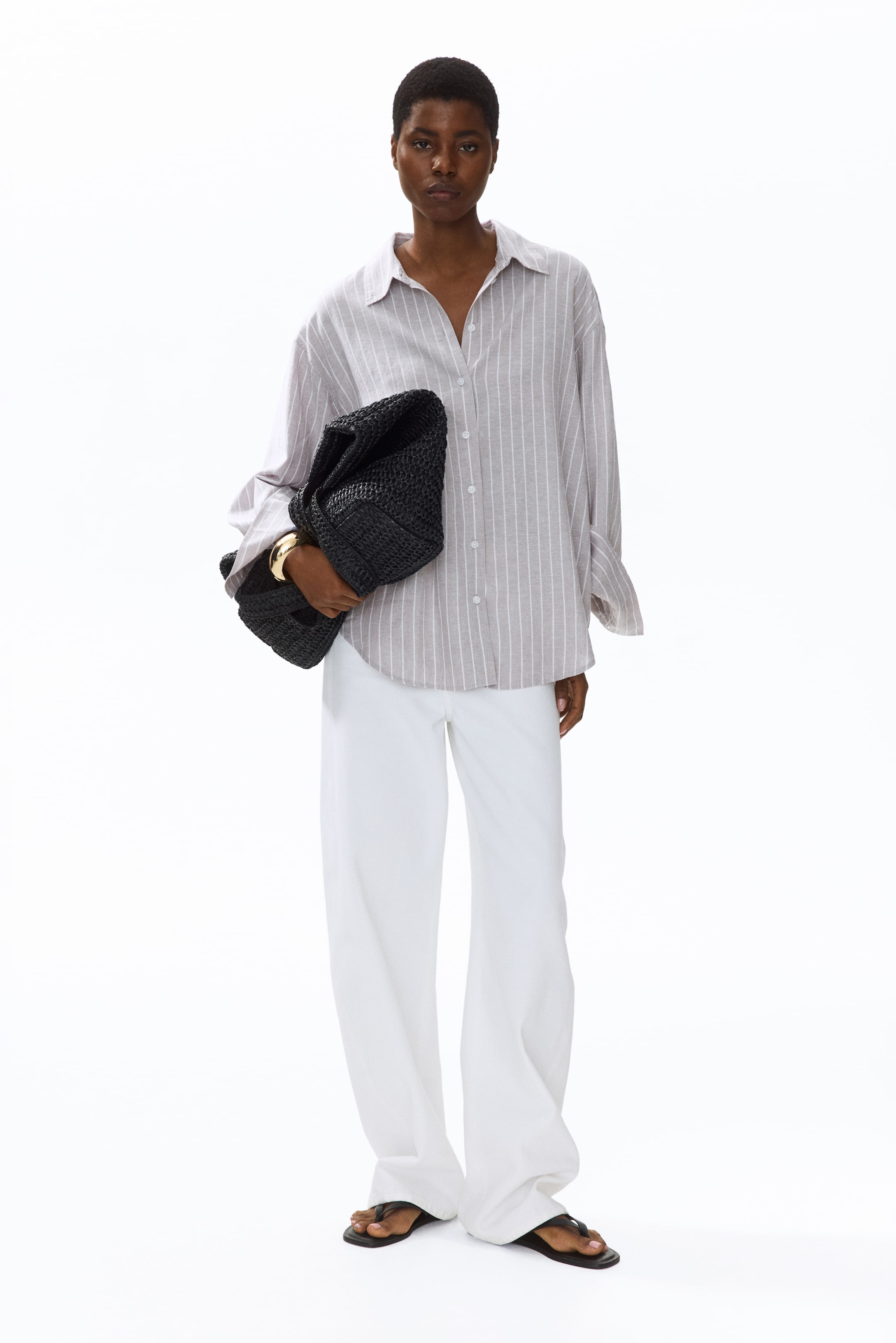Chemise ample en lin mélangé