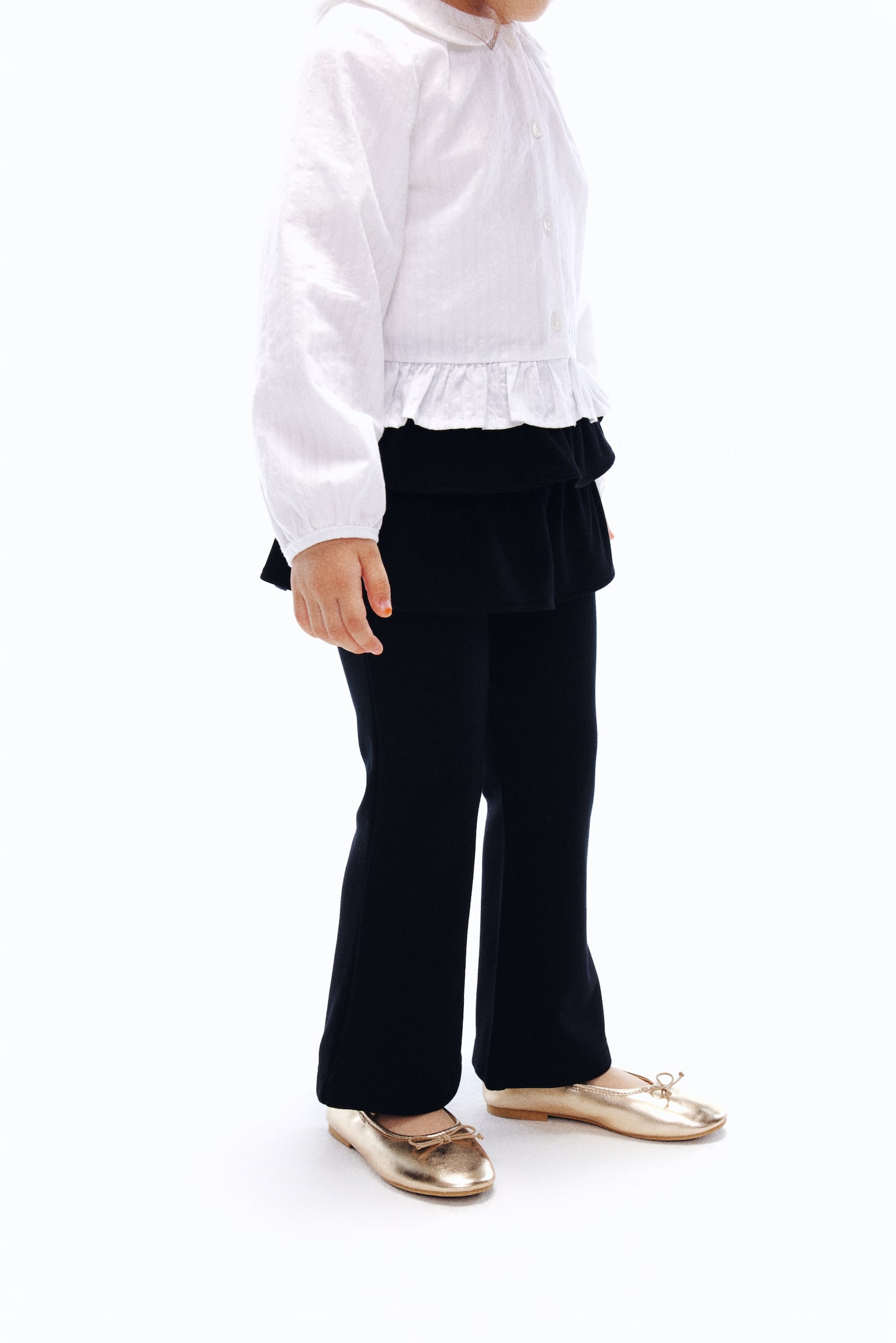 裙襬外層內搭褲 - 黑色/淺灰混色 - 6