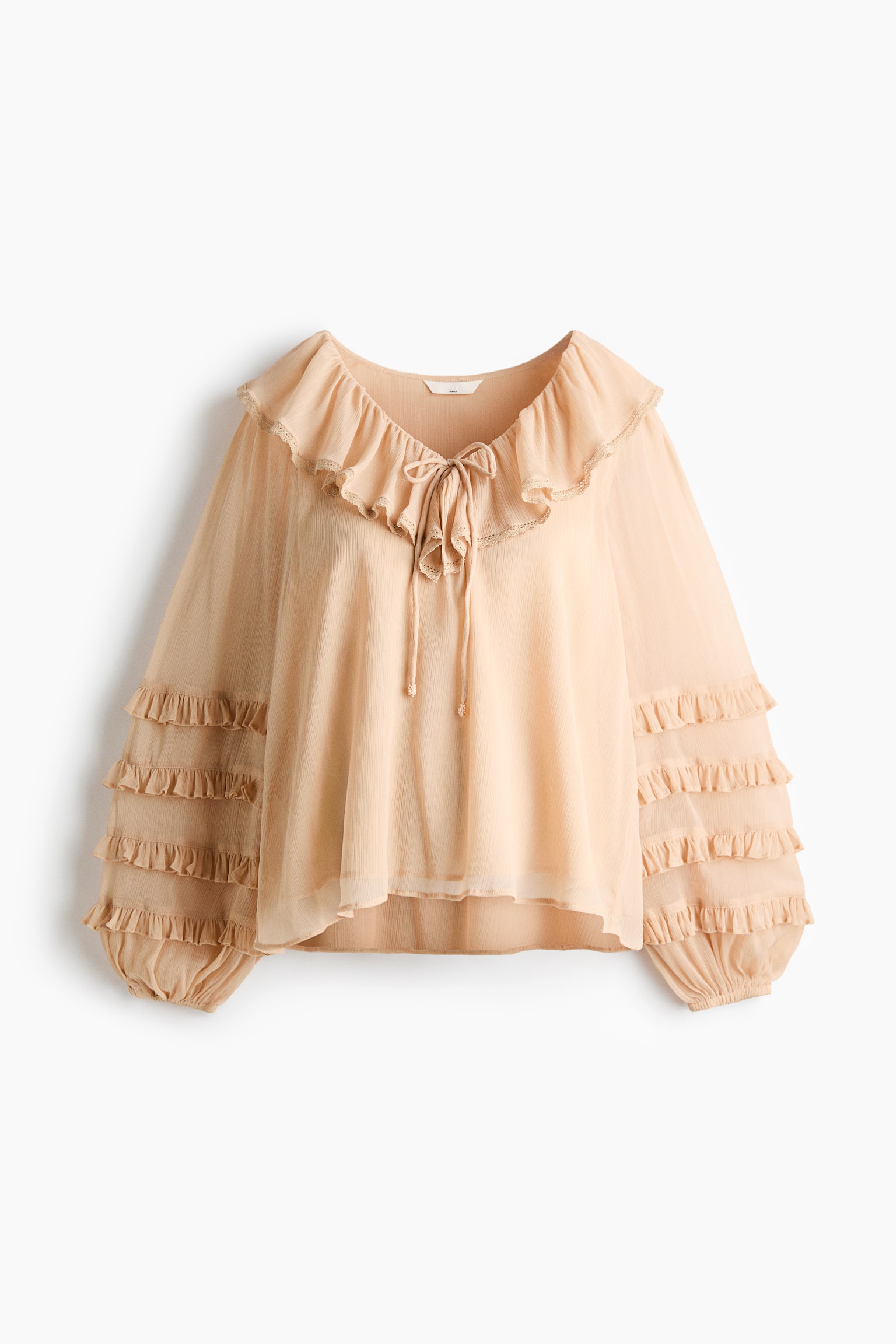 MAMA Frill-trimmed chiffon blouse - Beige - 2