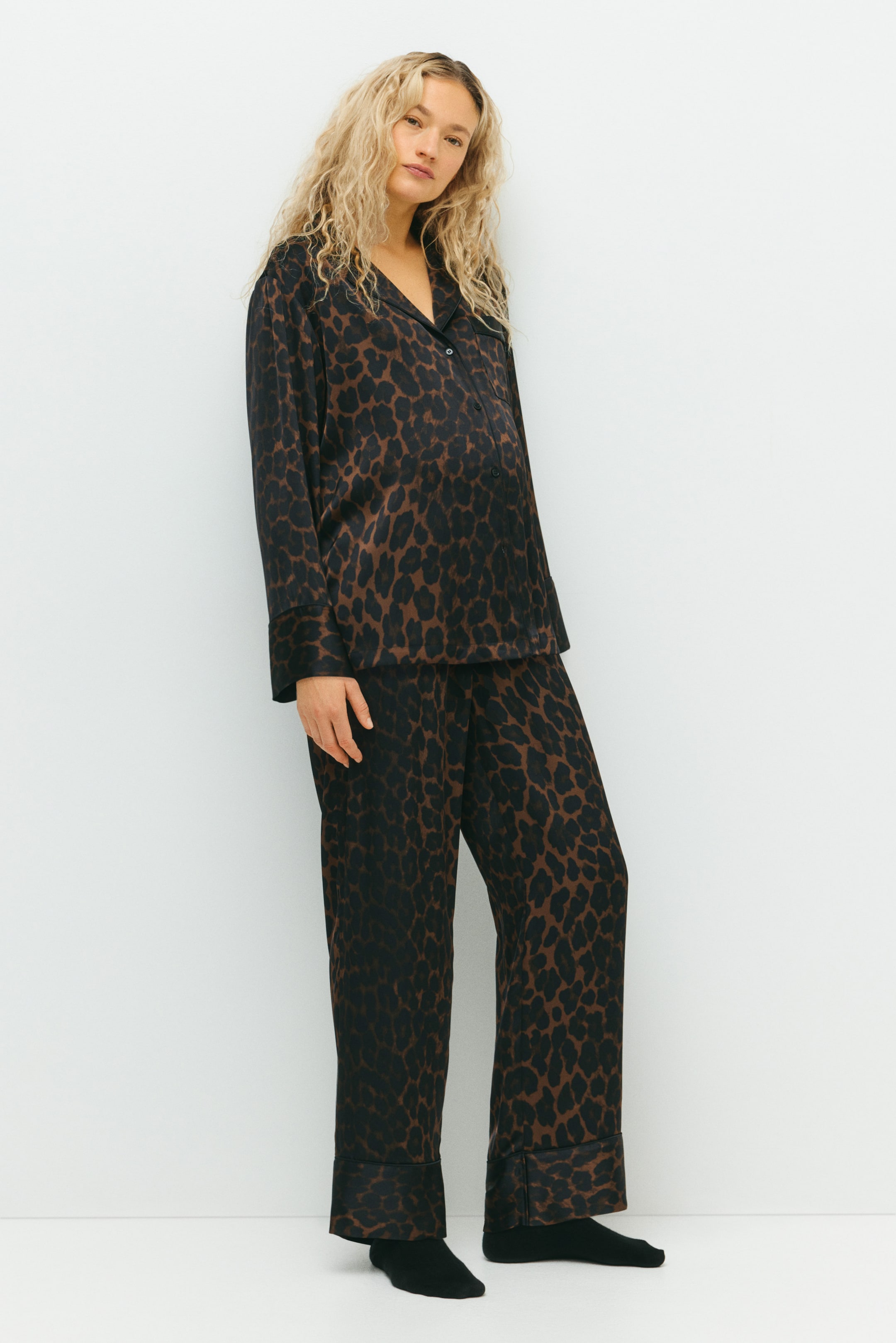 Ingrandisci l'immagine: MAMA Before & After Pigiama in satin - Nero/leopardato - DONNA | H&M CH 1