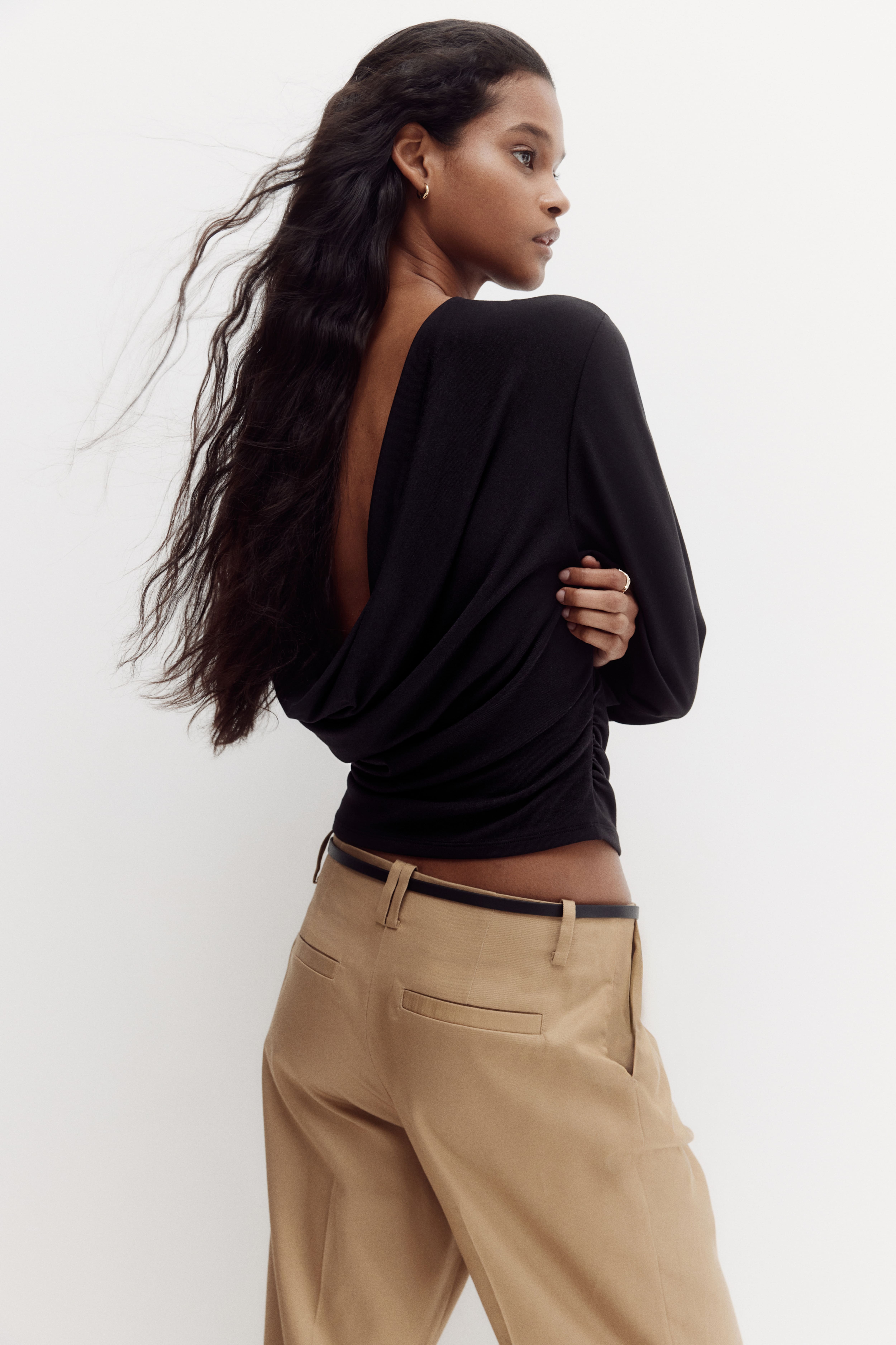 Cowl-Back Jersey Top