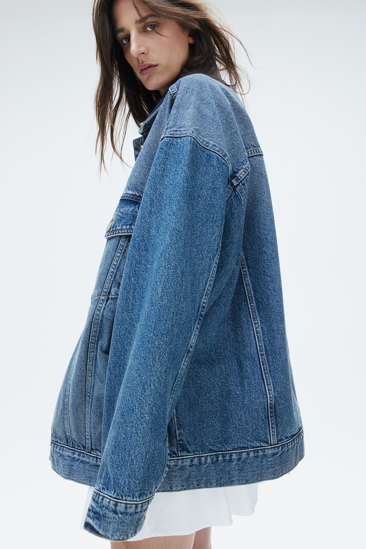 Oversized denim jacket - Denim blue/Dark denim blue/Light denim blue - 4