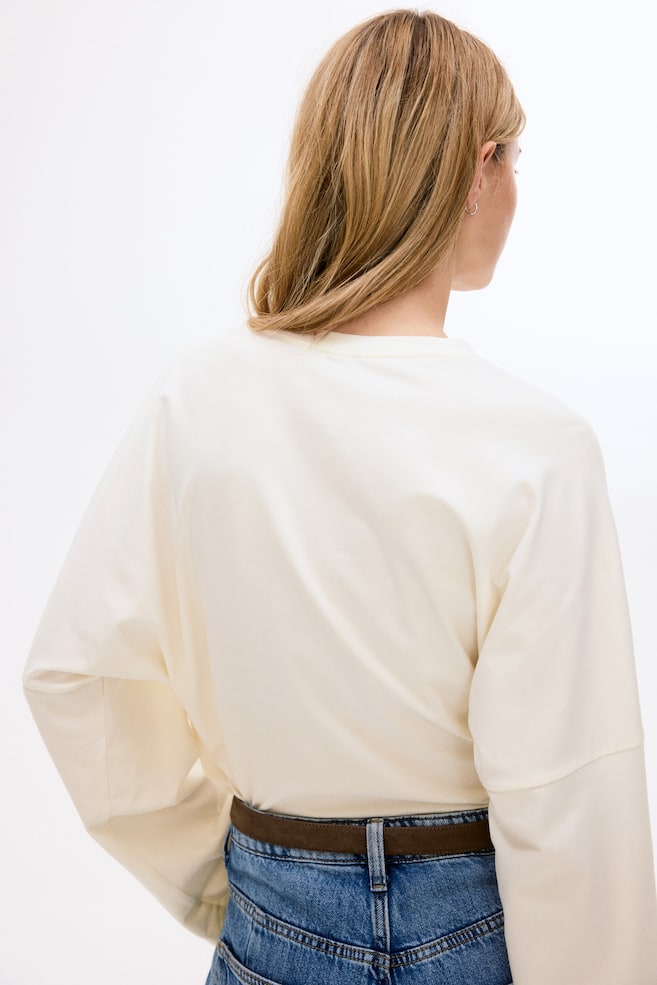 Maglia in cotone a maniche lunghe - Crema/Nero/Viola polvere/Marrone ruggine/Beige polvere chiaro - 3