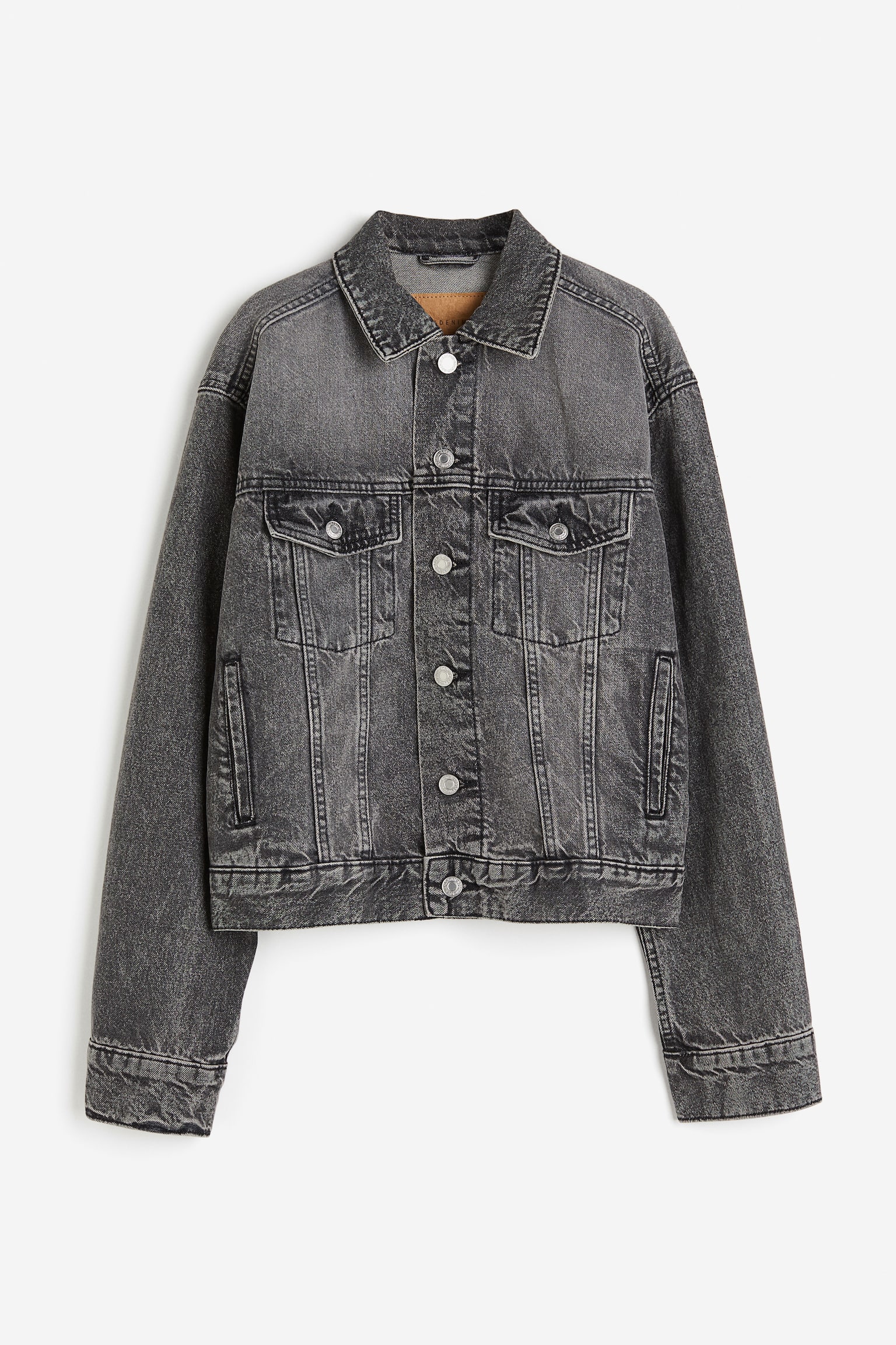 Short Denim Jacket - Dark grey/White/Light denim blue - 1