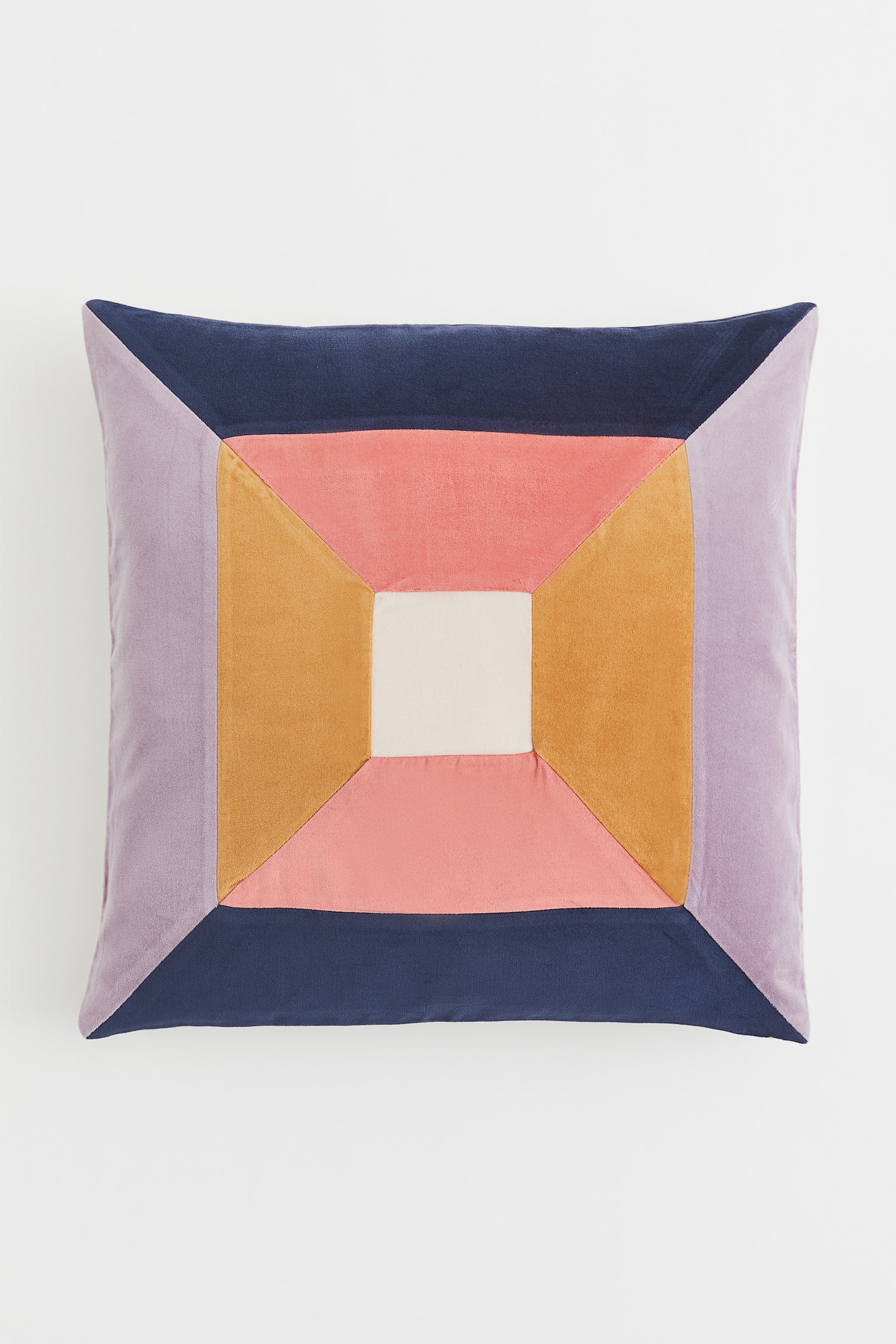Cotton velvet cushion cover - Orange/Block-coloured