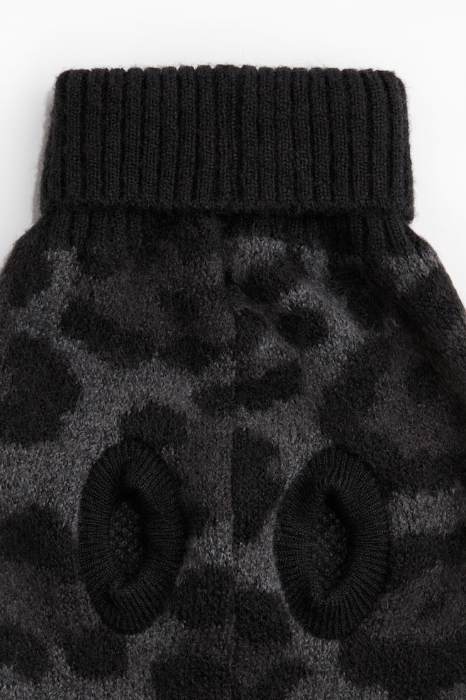 Pull jacquard pour chien-Noir/imprimé léopard - 4